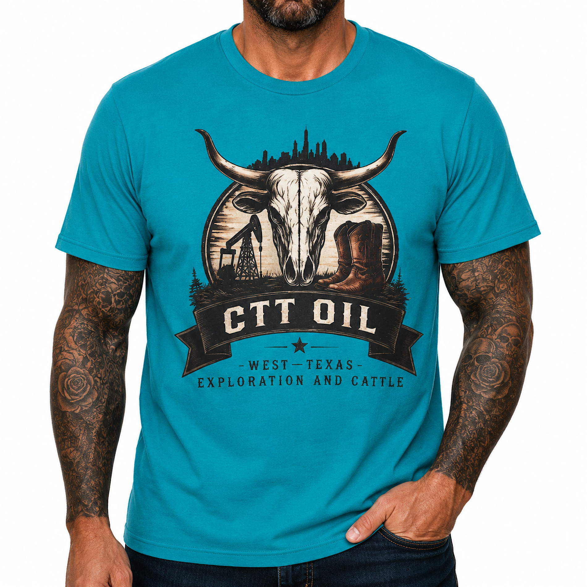 CTT Oil Exploration Cattle Shirt Texas Landman M-Tex Oilfield Cowboy Tee color preview 4
