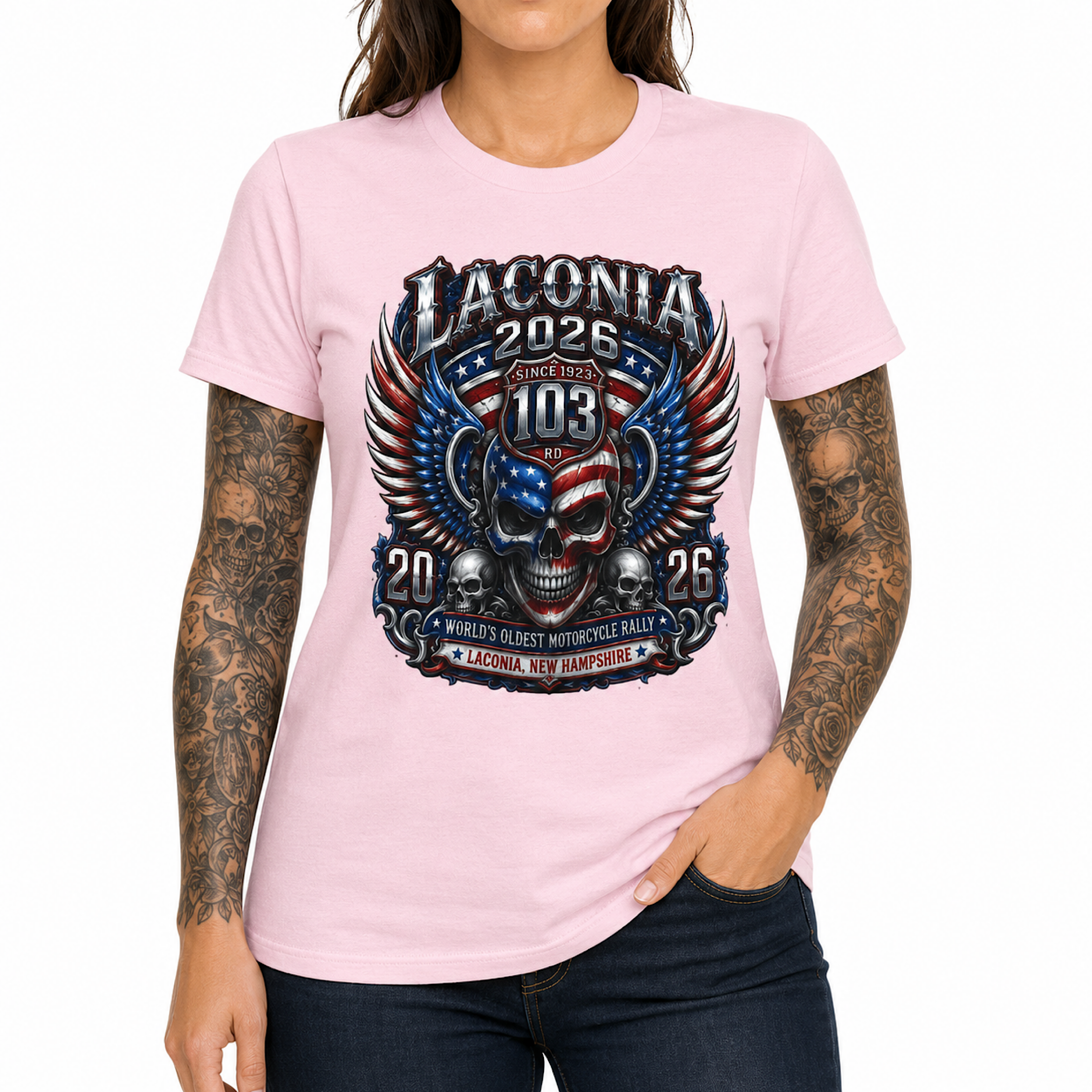 Laconia Bike Week 2026 Shirt 103rd Anniversary New Hampshire Biker Tee color preview 3