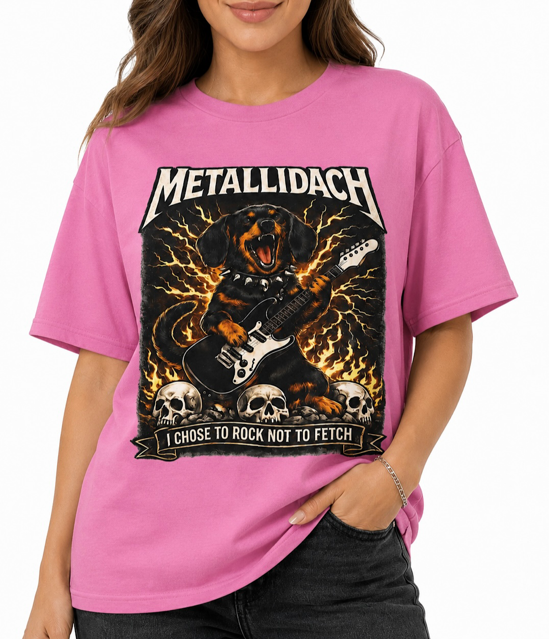 Heavy Metal Dachshund Shirt Rock Guitar Funny Unisex Wiener Dog T-Shirt color preview 3