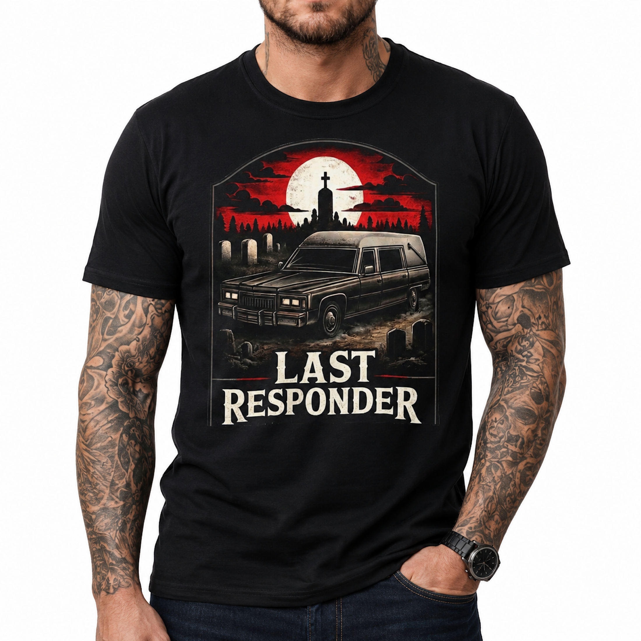 Last Responder Hearse Shirt Halloween  Funeral Director Goth Cemetery Tee product preview