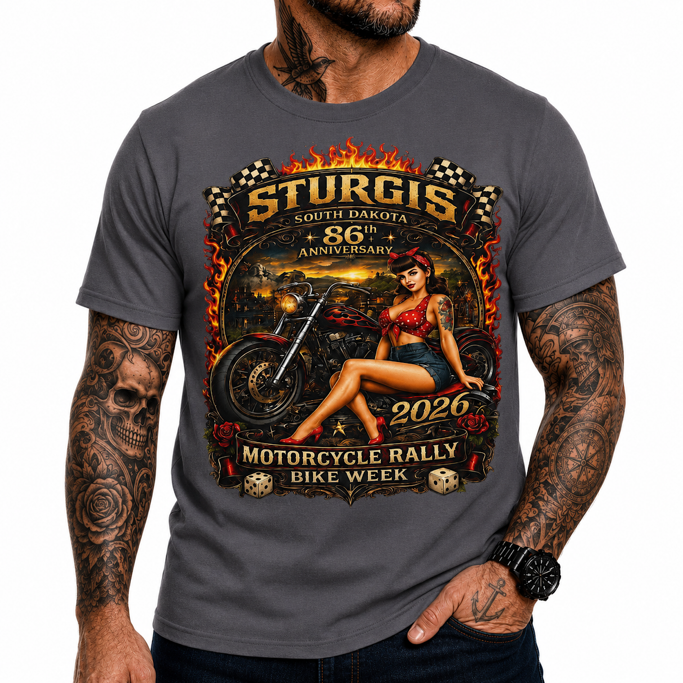 Sturgis SD 2026 Bike Week Shirt 86th Anniversary Motorcycle Rally Tee color preview 2