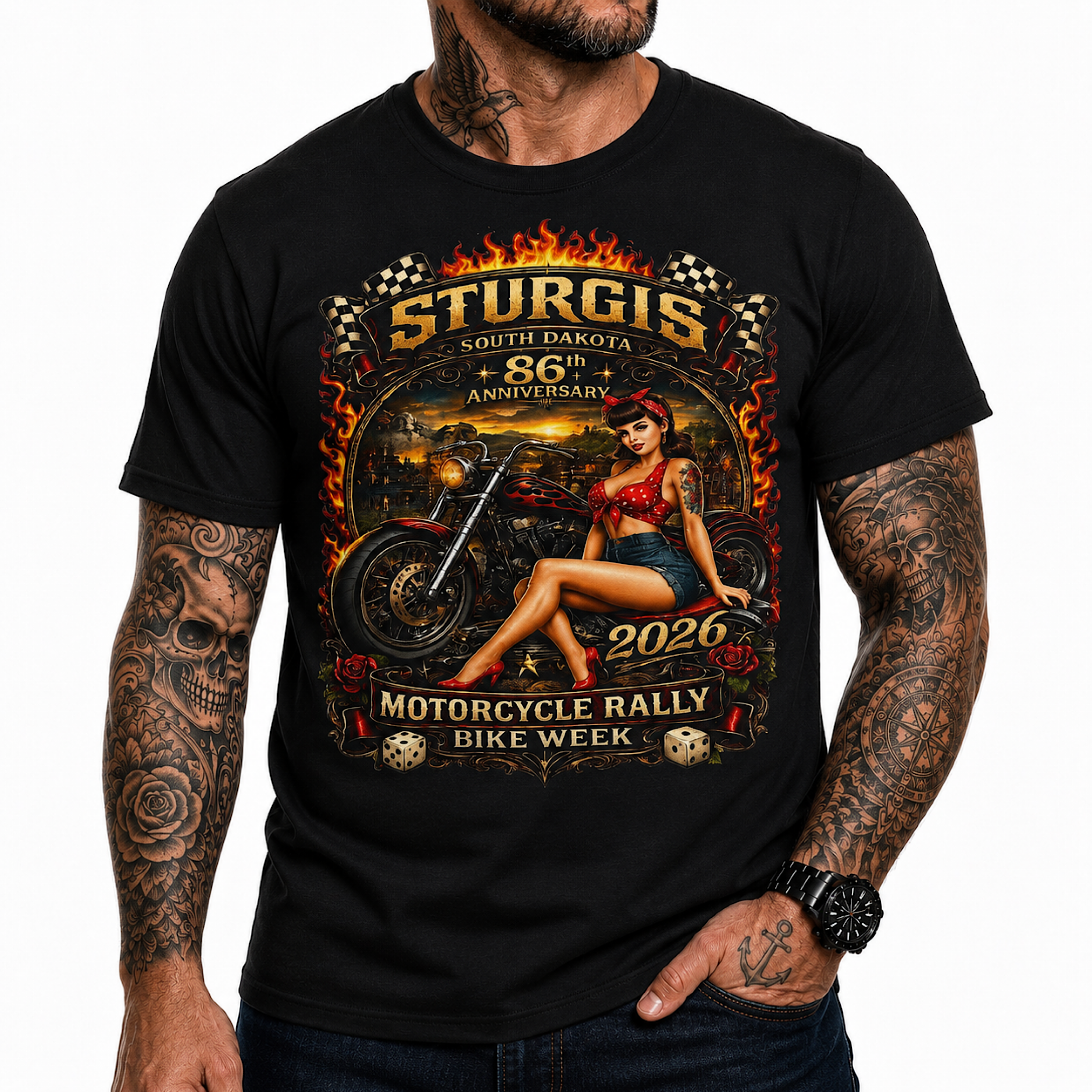Sturgis SD 2026 Bike Week Shirt 86th Anniversary Motorcycle Rally Tee color preview 3