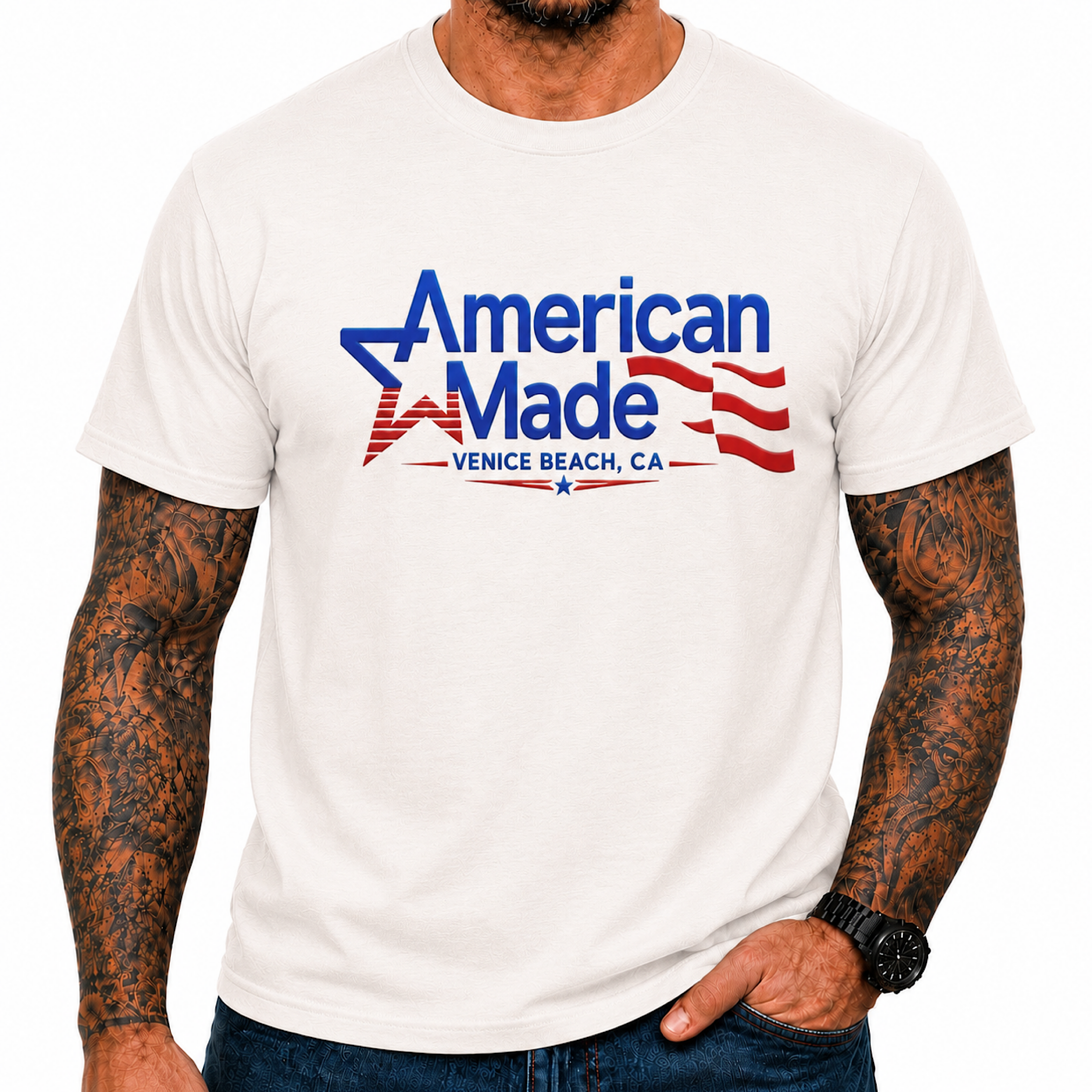 American Made Venice Beach CA USA Workout Wrestling Gym MMA Shirt color preview 2