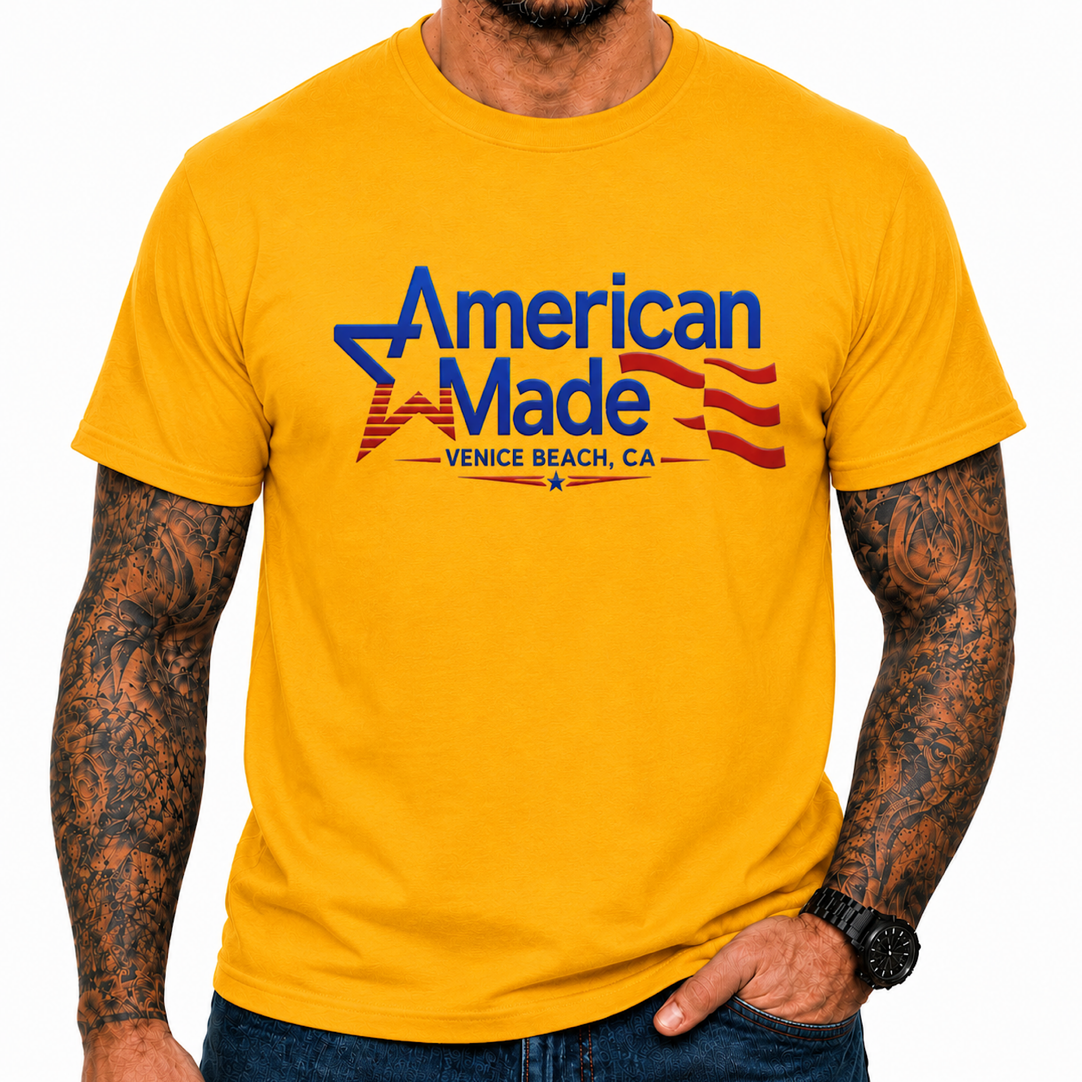 American Made Venice Beach CA USA Workout Wrestling Gym MMA Shirt color preview 3