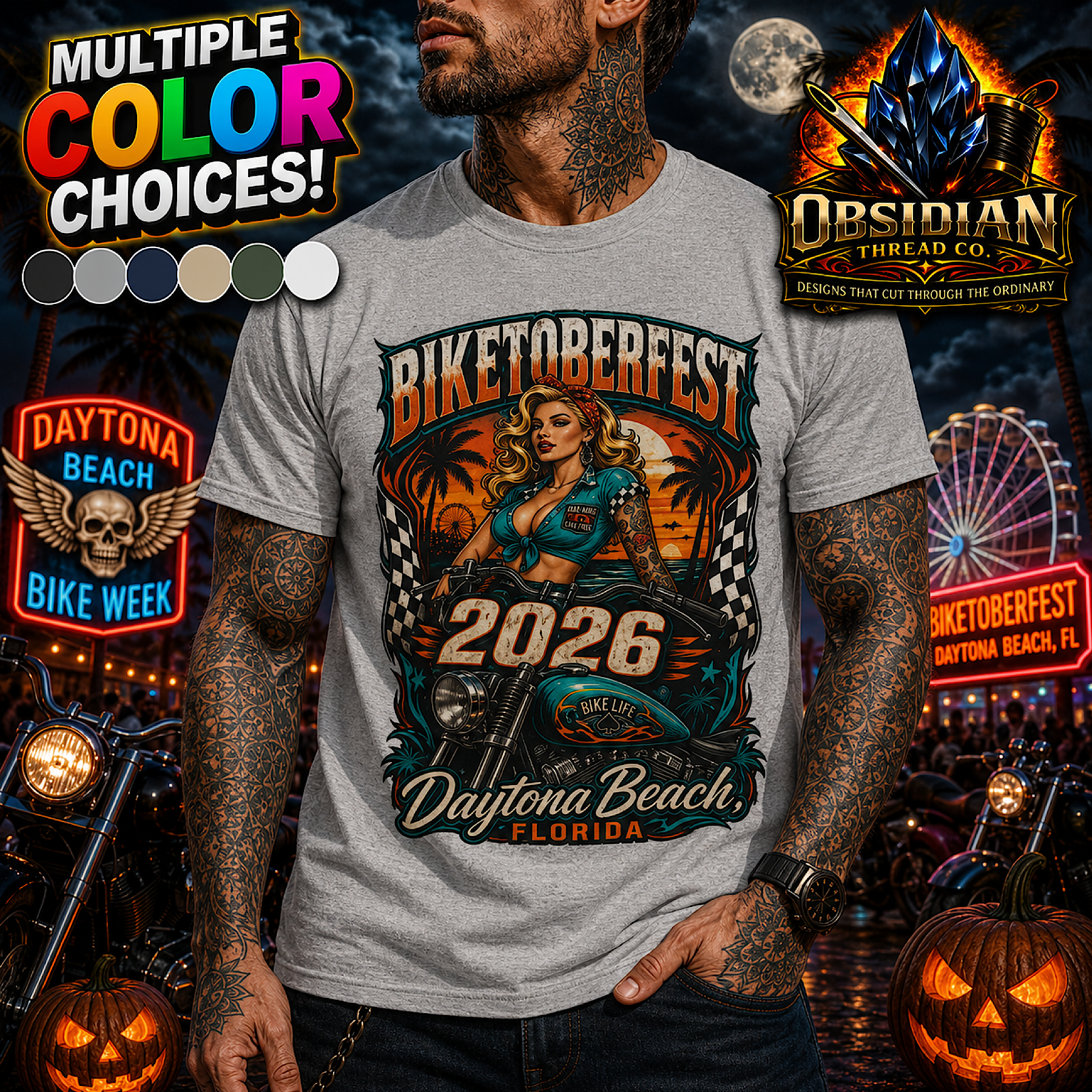 Biketoberfest 2026 Shirt Biker Daytona Beach Florida Motorcycle T USA No Harley color preview 4