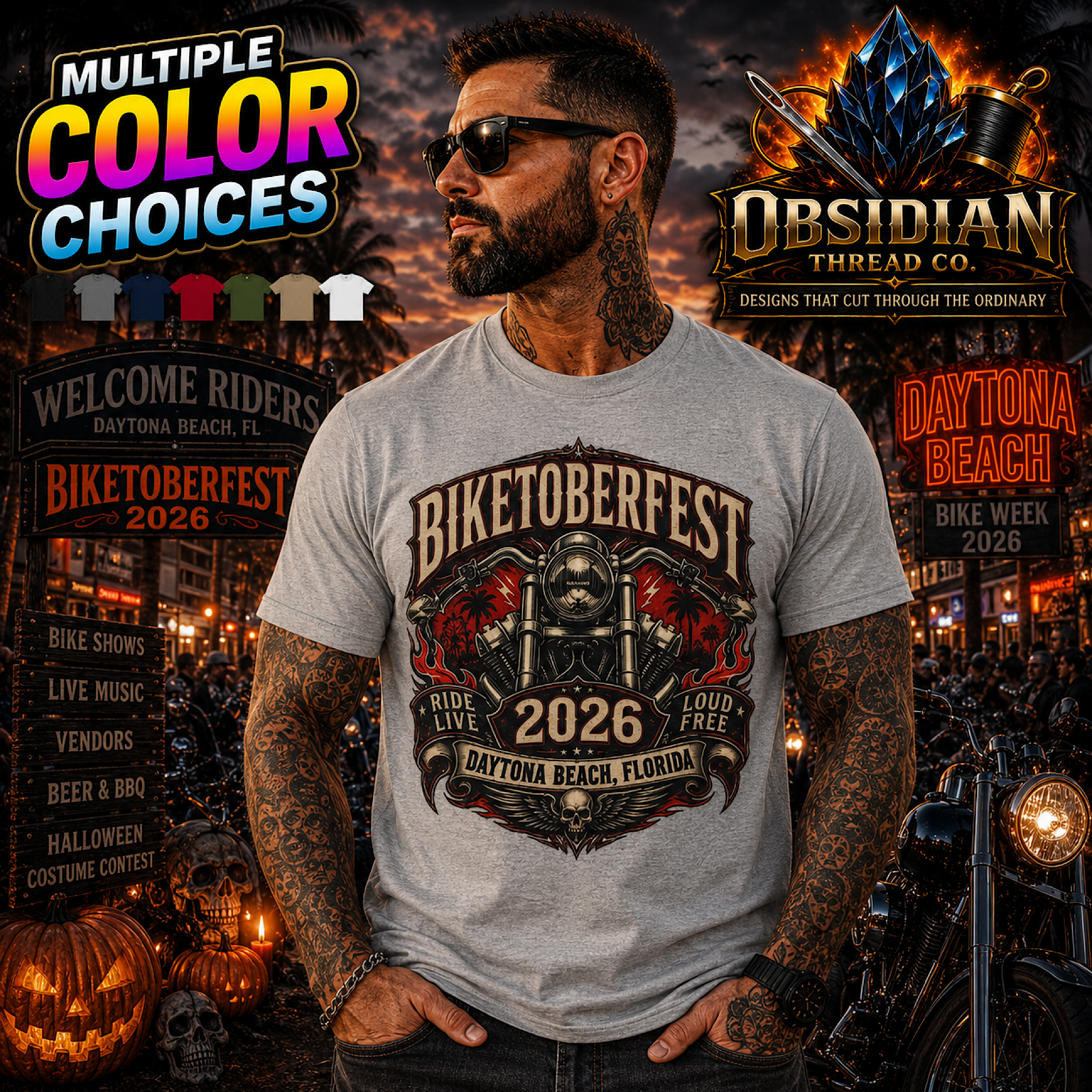 Biketoberfest 2026 Shirt Daytona Beach Florida Motorcycle Rally Biker Tee USA color preview 4