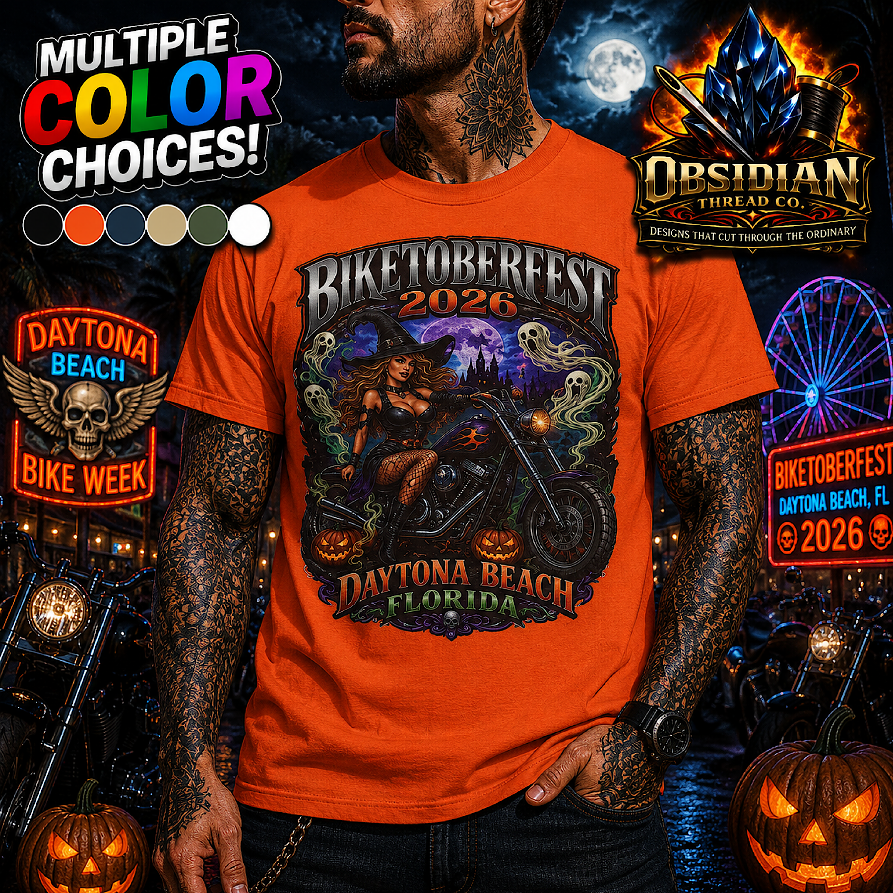  Biketoberfest 2026 Shirt Halloween Witch Daytona Beach Florida Biker Tee USA product preview
