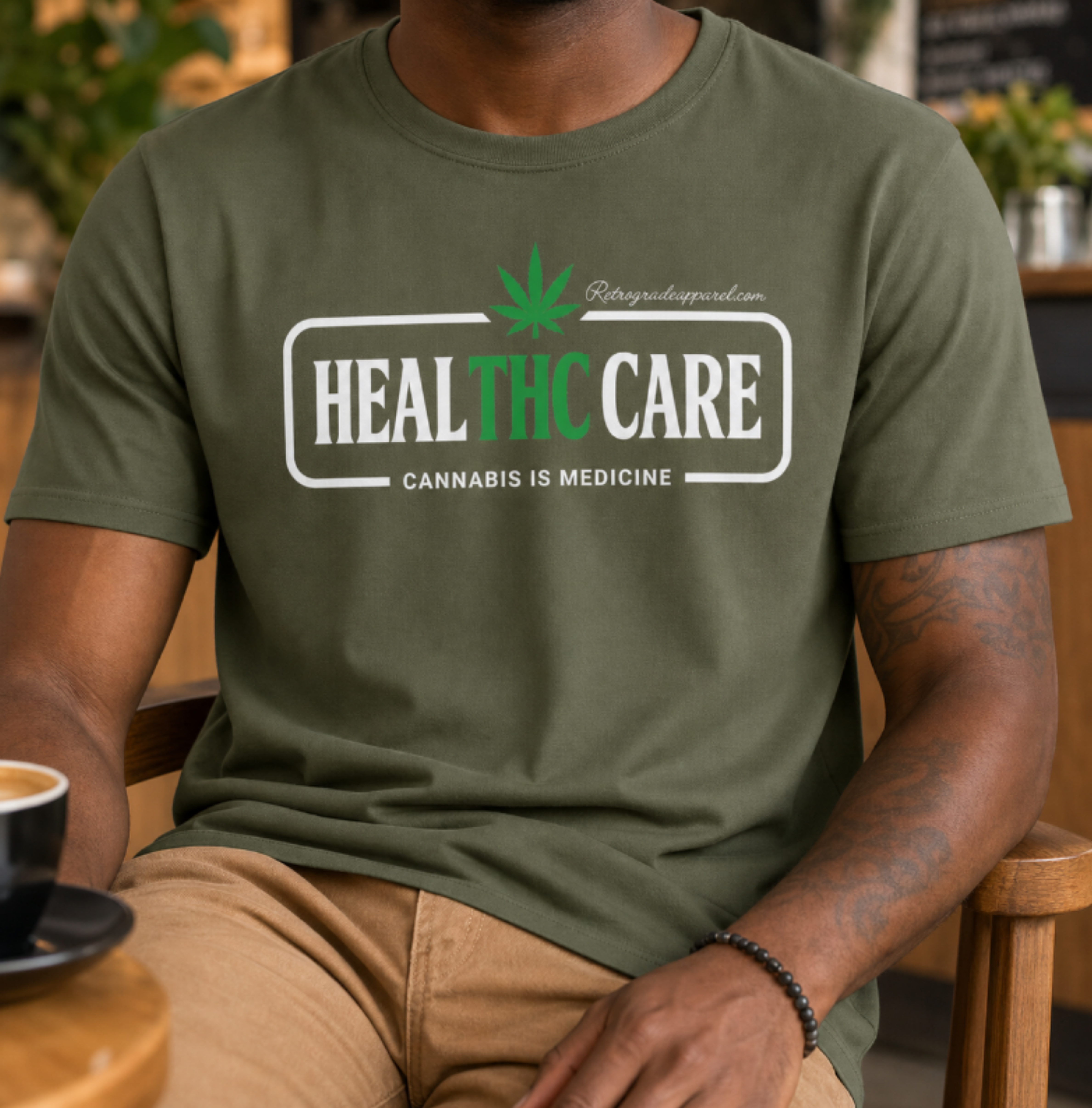 Healthcare: Cannabis Is Medicine T-Shirt, Medical Marijuana Tee – Military Green, L
