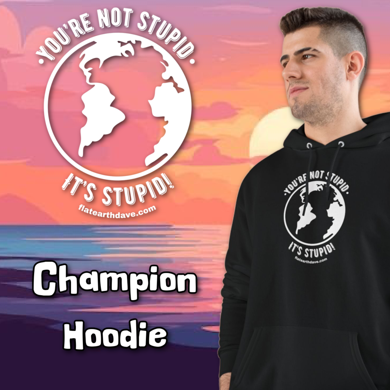 Globe Silhouette "You're Not Strong, It's Stupid" Hoodie | Satirical Earth Graphic