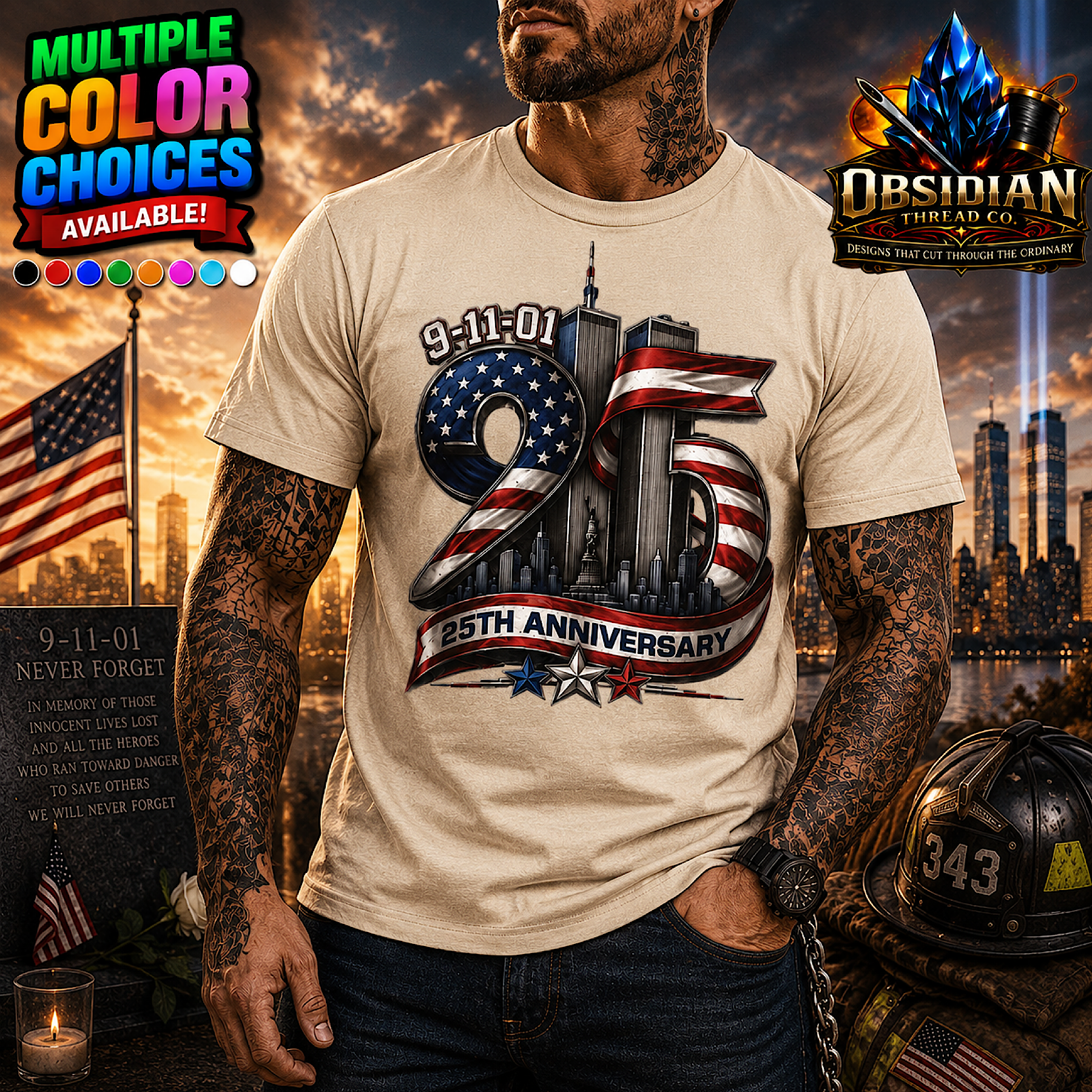 9/11 25th Anniversary Shirt Never Forget Patriot Day USA Memorial Tribute Tee product preview