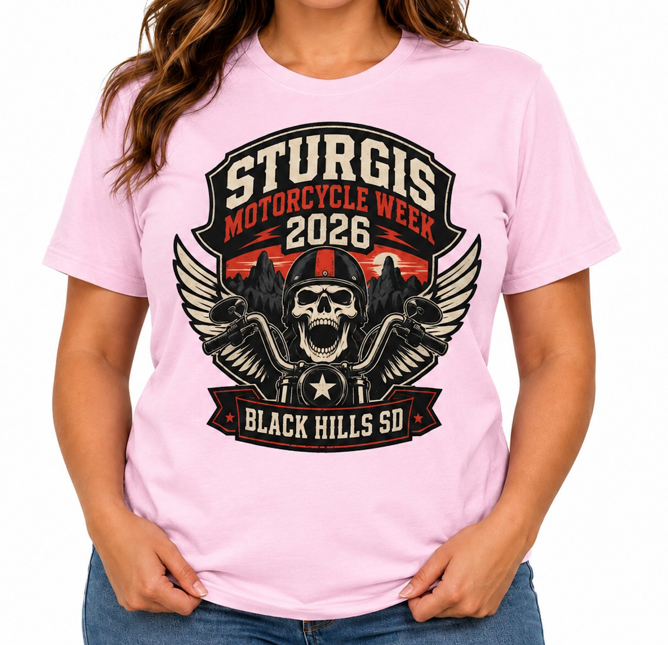 Sturgis South Dakota Motorcycle Week 2026 Skull Biker Rally T-Shirt color preview 4