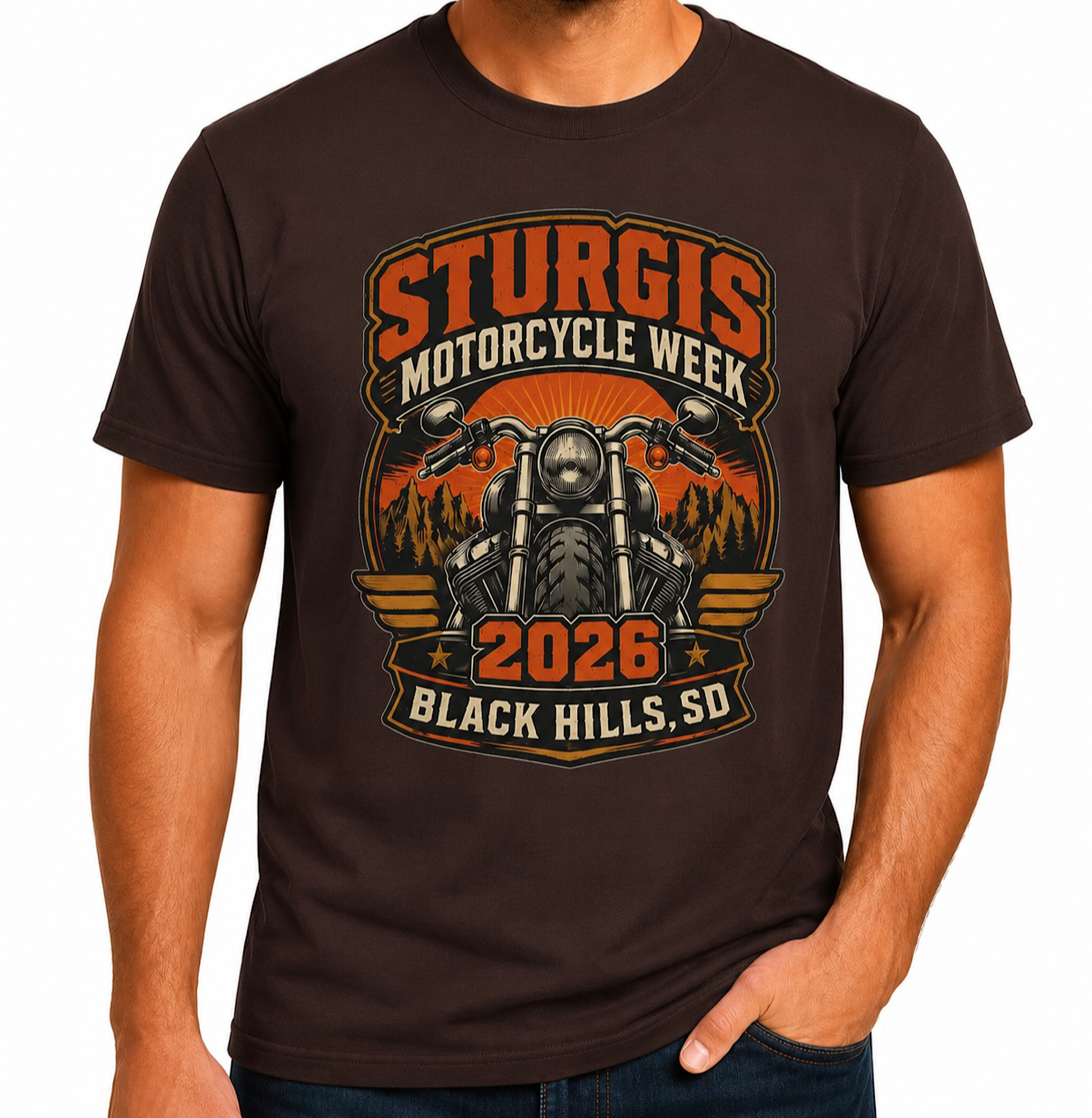 Sturgis Motorcycle Week 2026 Biker Rally South Dakota Graphic T-Shirt artwork detail