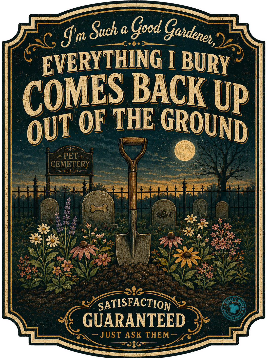 Everything I Bury Comes Back Up Funny Gardener Dark Humor T-Shirt