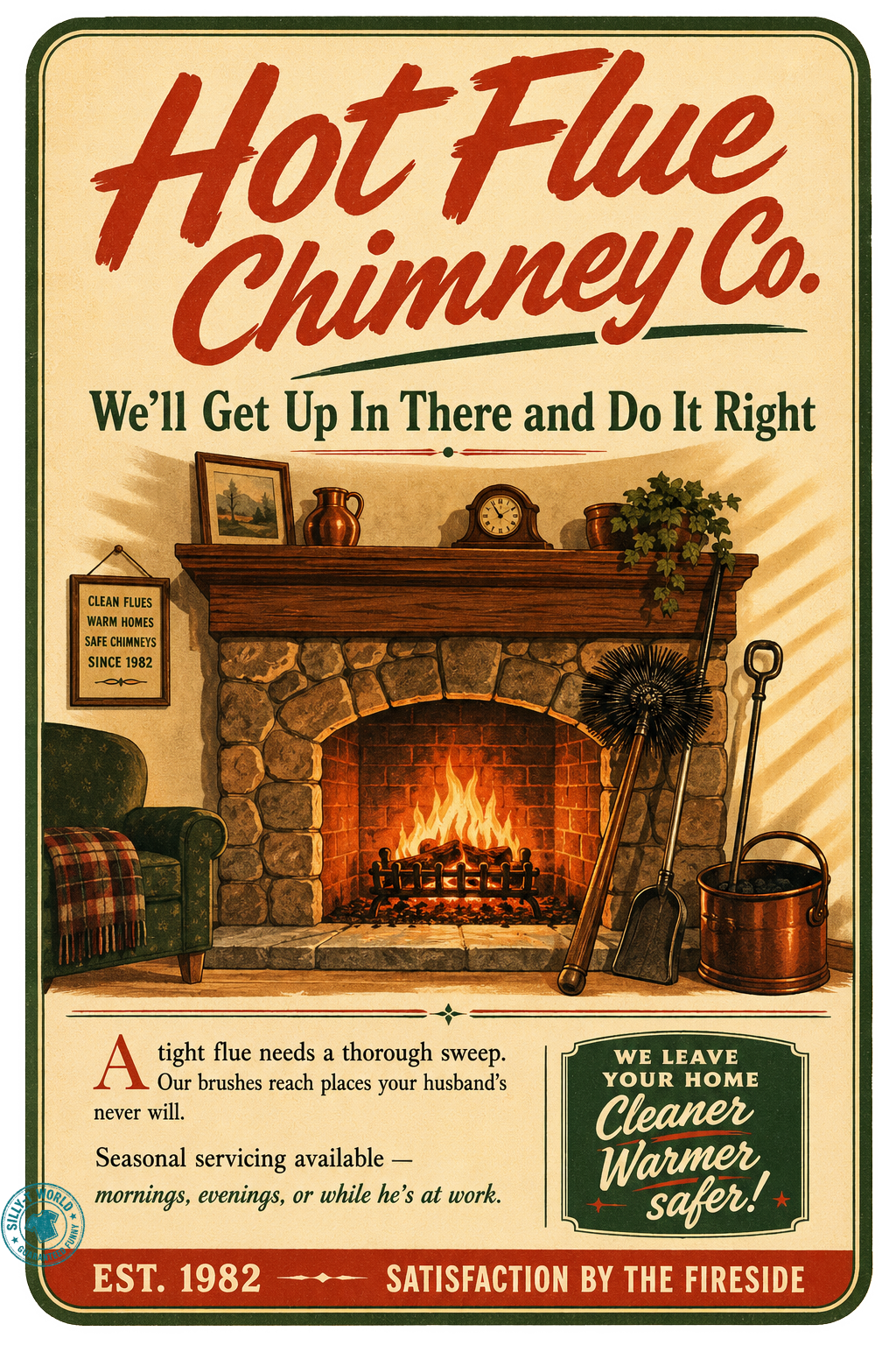 Hot Flue Chimney Co. Funny Chimney Sweep Innuendo T-Shirt