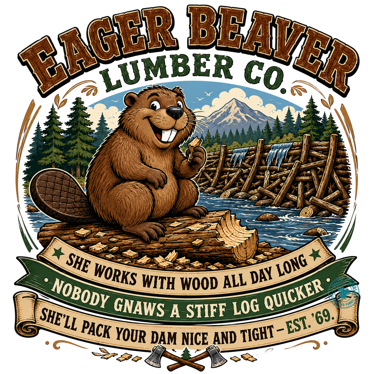Eager Beaver Lumber Co. Funny Innuendo Lumberjack Pun T-Shirt