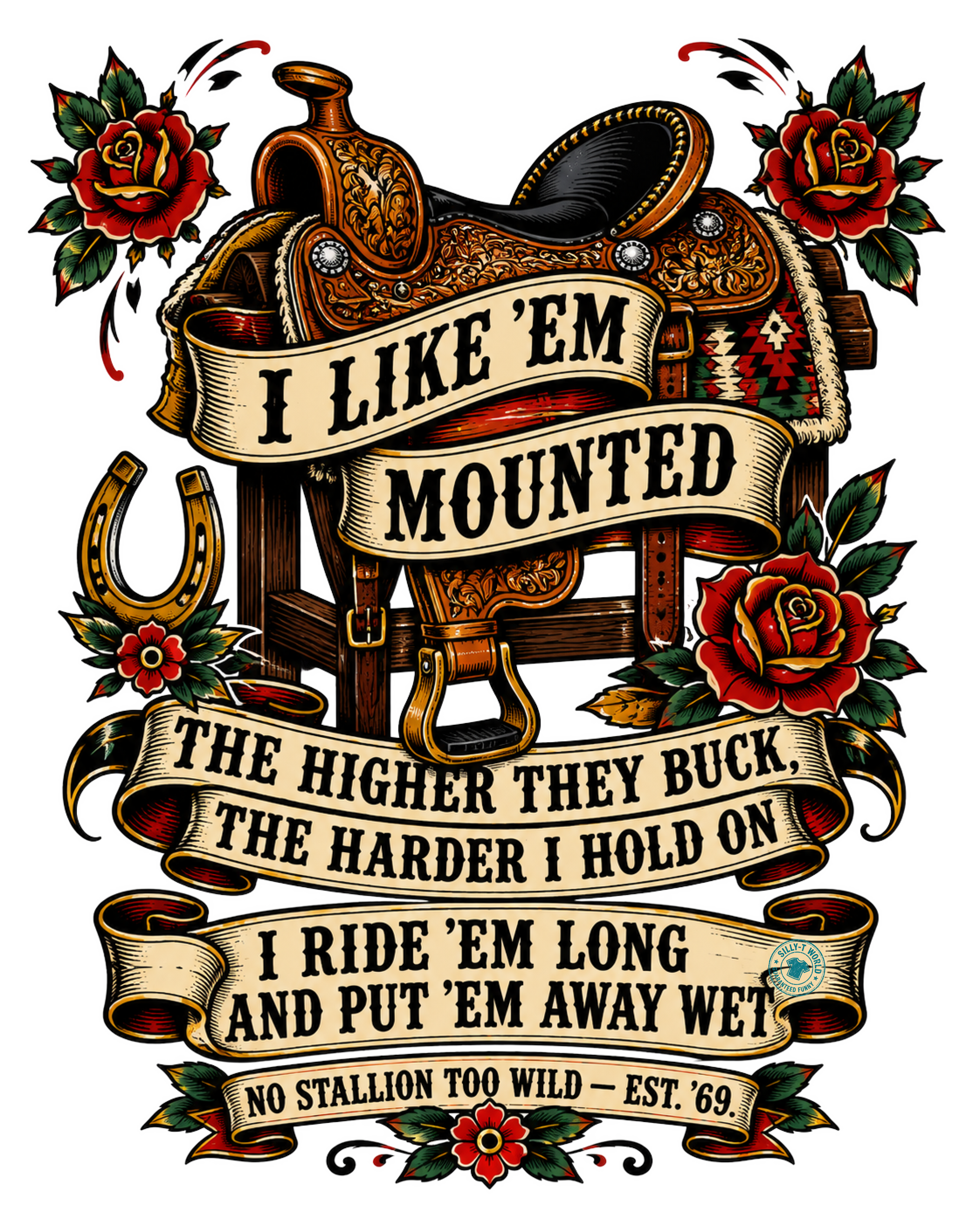 I Like 'Em Mounted Funny Western Rodeo Cowgirl Tank Top