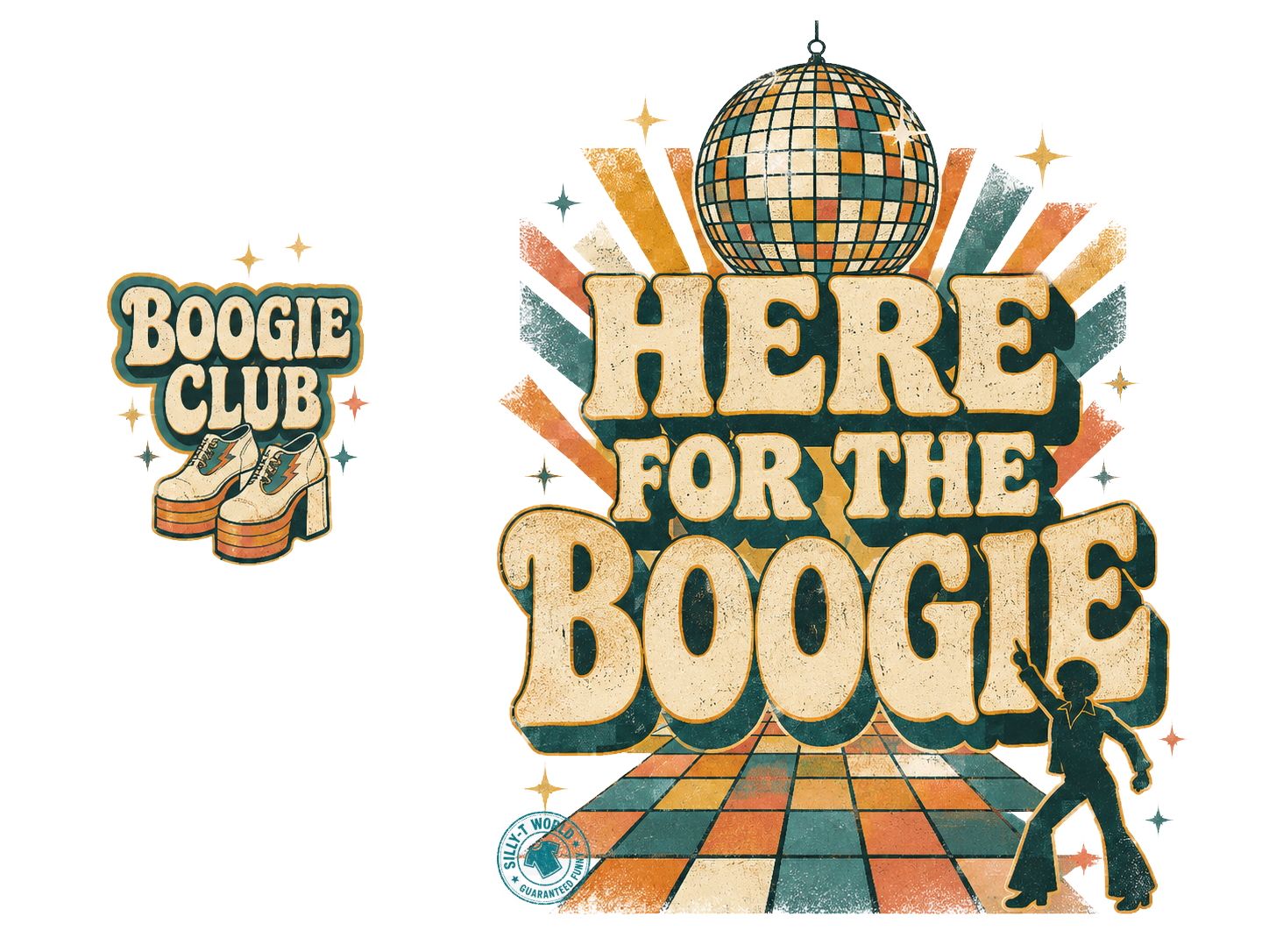 Here for the Boogie Retro Disco Funny 70s Dance T-Shirt