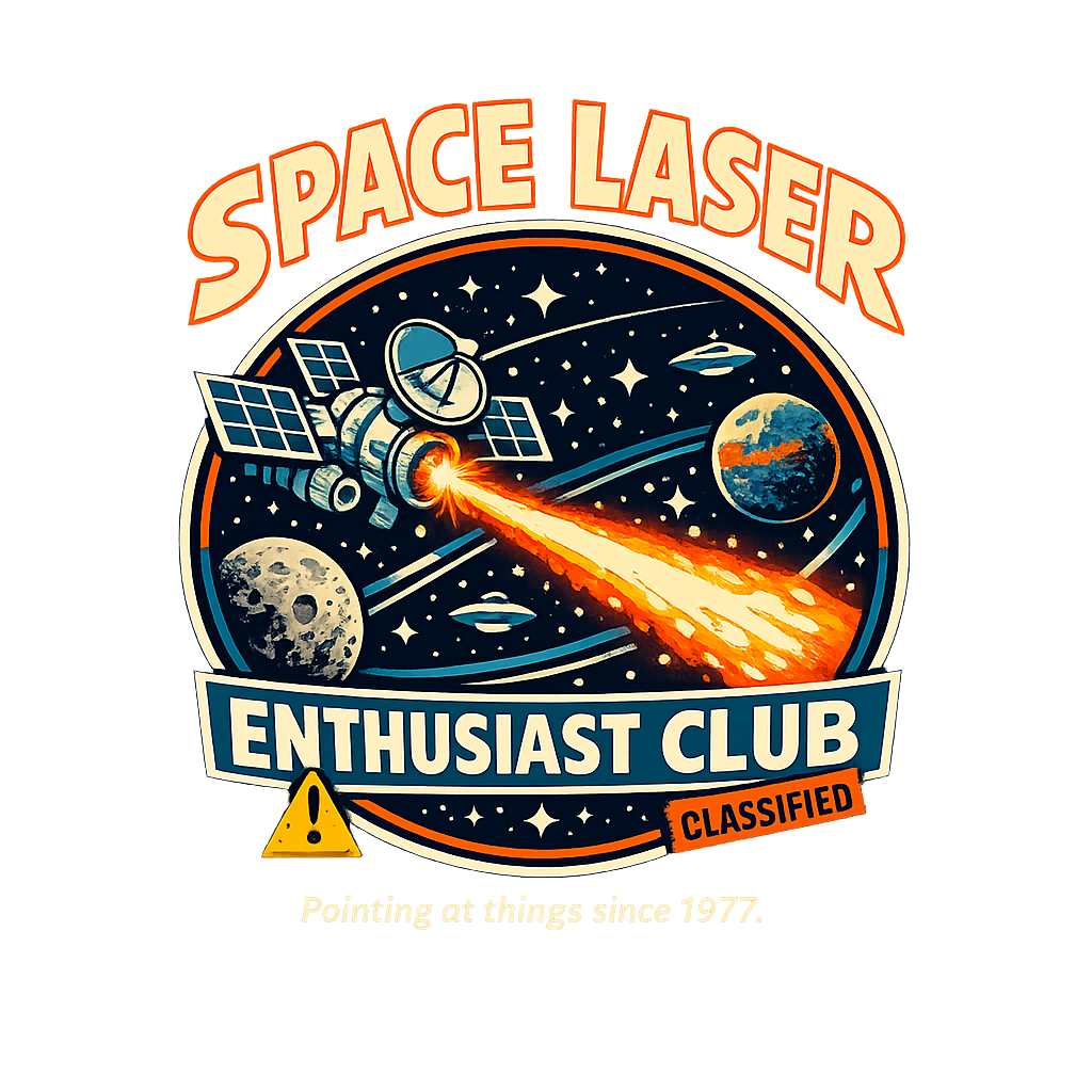 Space Laser Enthusiast Club T-Shirt | Retro Rocket Cosmic Badge