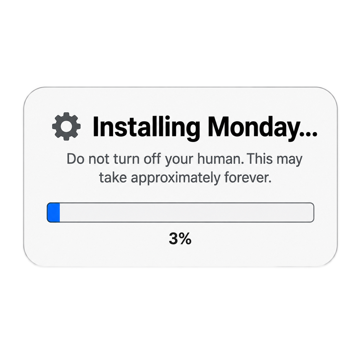 Installing Monday T-Shirt — Funny Loading Screen Progress Bar Meme Tee
