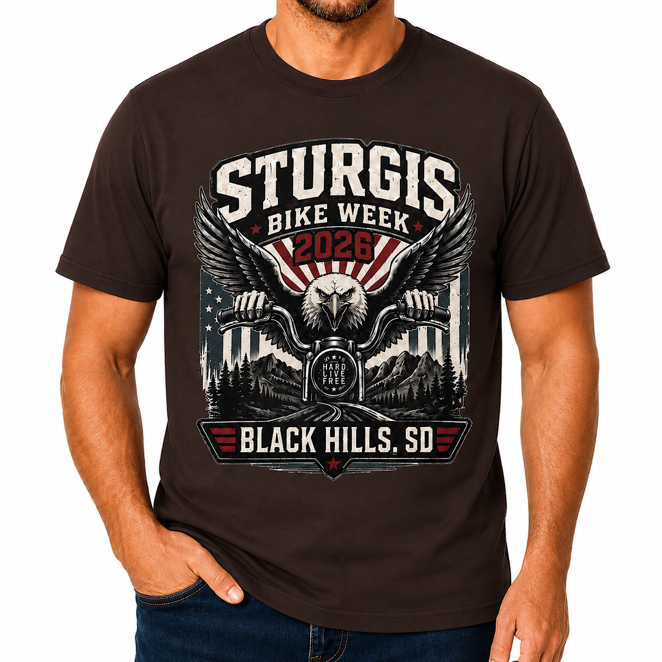Sturgis South Dakota Bike Week 2026 Eagle Biker Motorcycle T-Shirt color preview 3