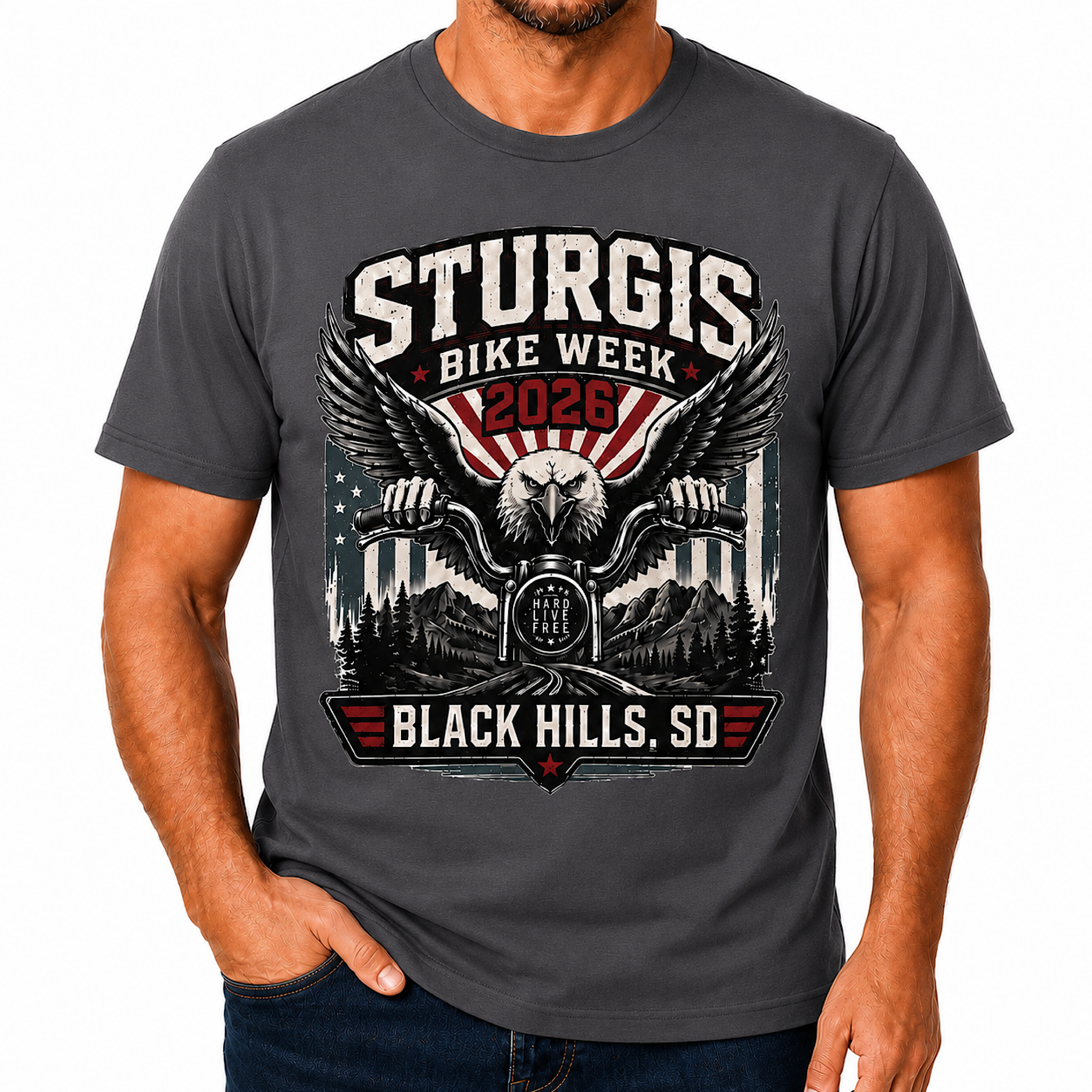 Sturgis South Dakota Bike Week 2026 Eagle Biker Motorcycle T-Shirt color preview 2