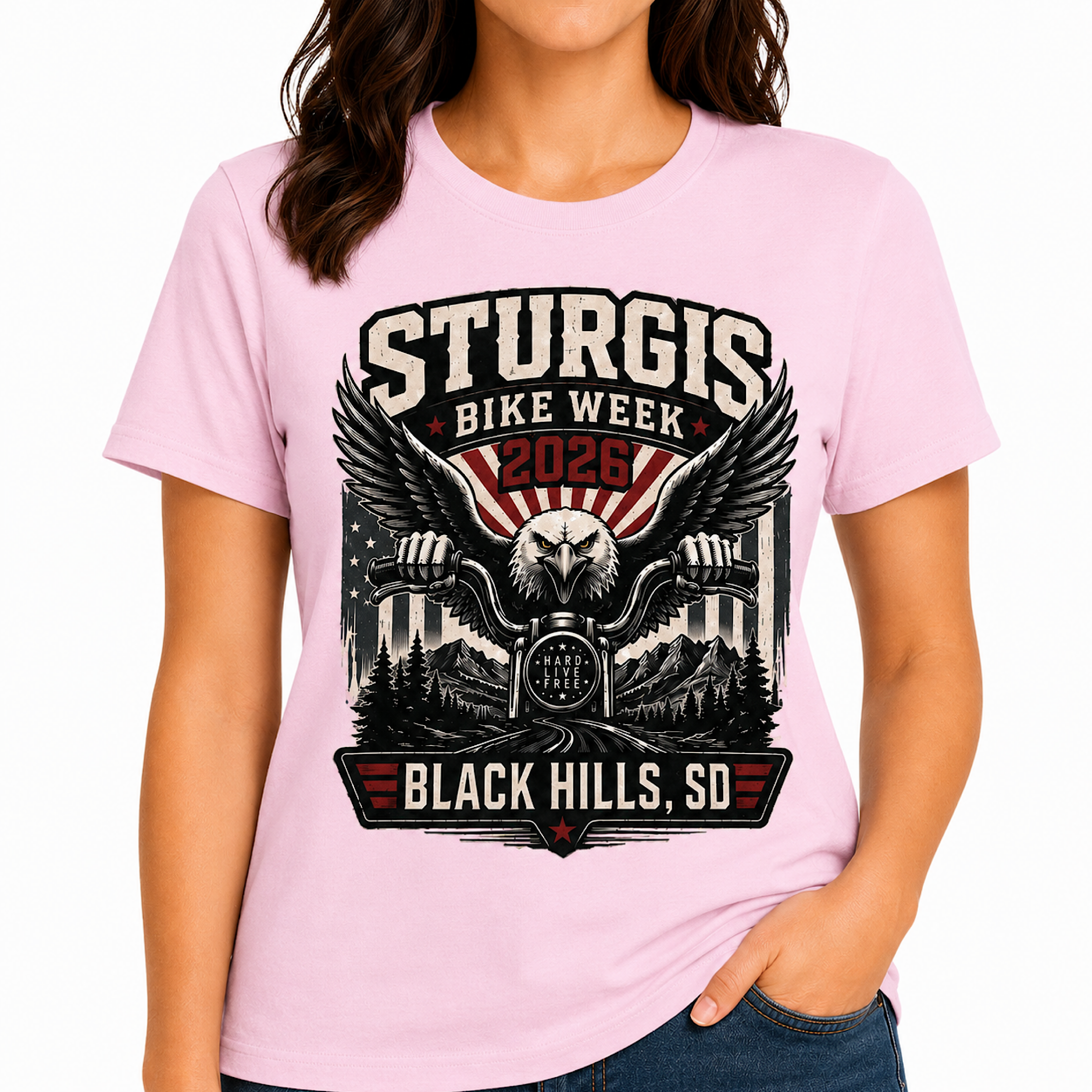 Sturgis South Dakota Bike Week 2026 Eagle Biker Motorcycle T-Shirt color preview 4