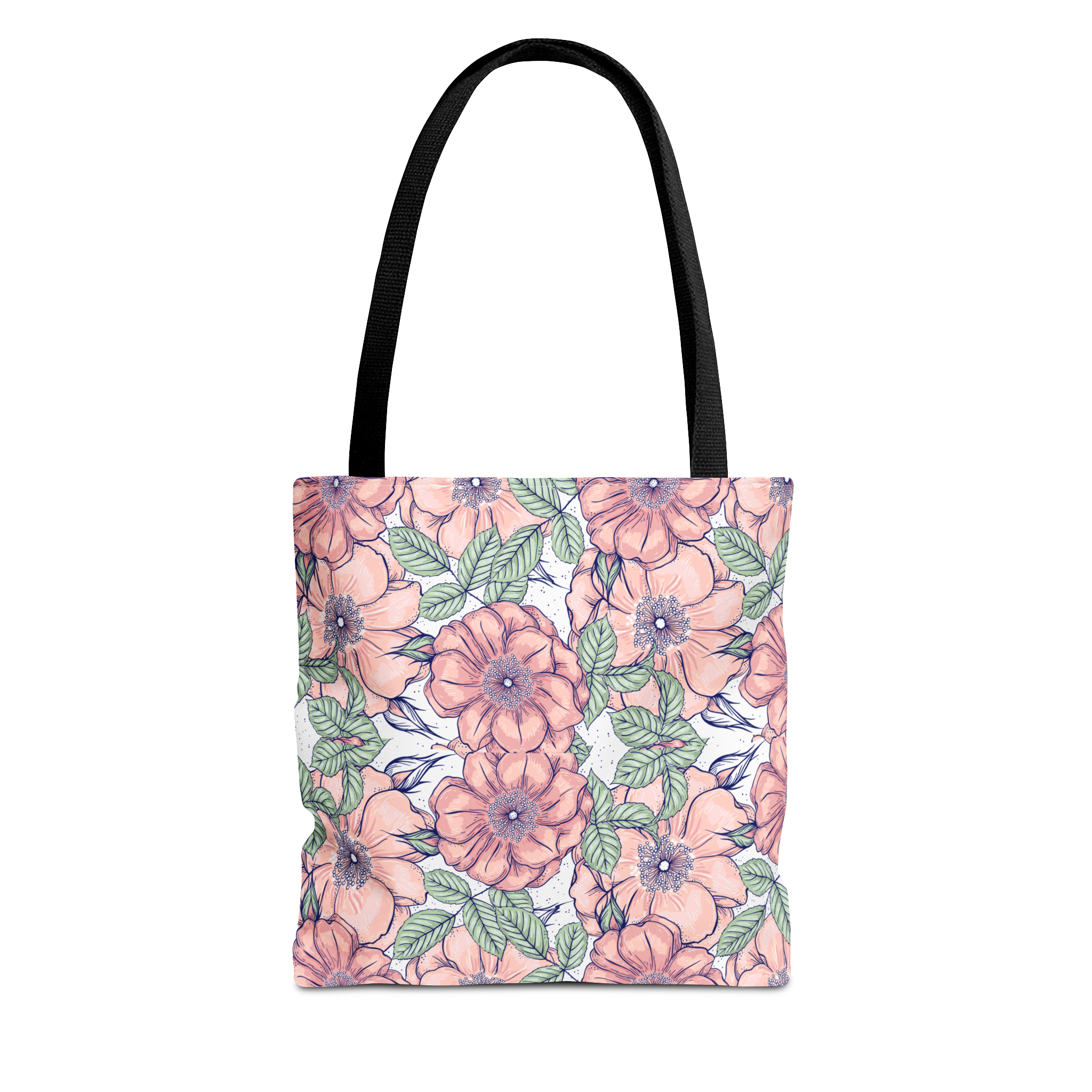 Peach Floral Pattern Tote Bag