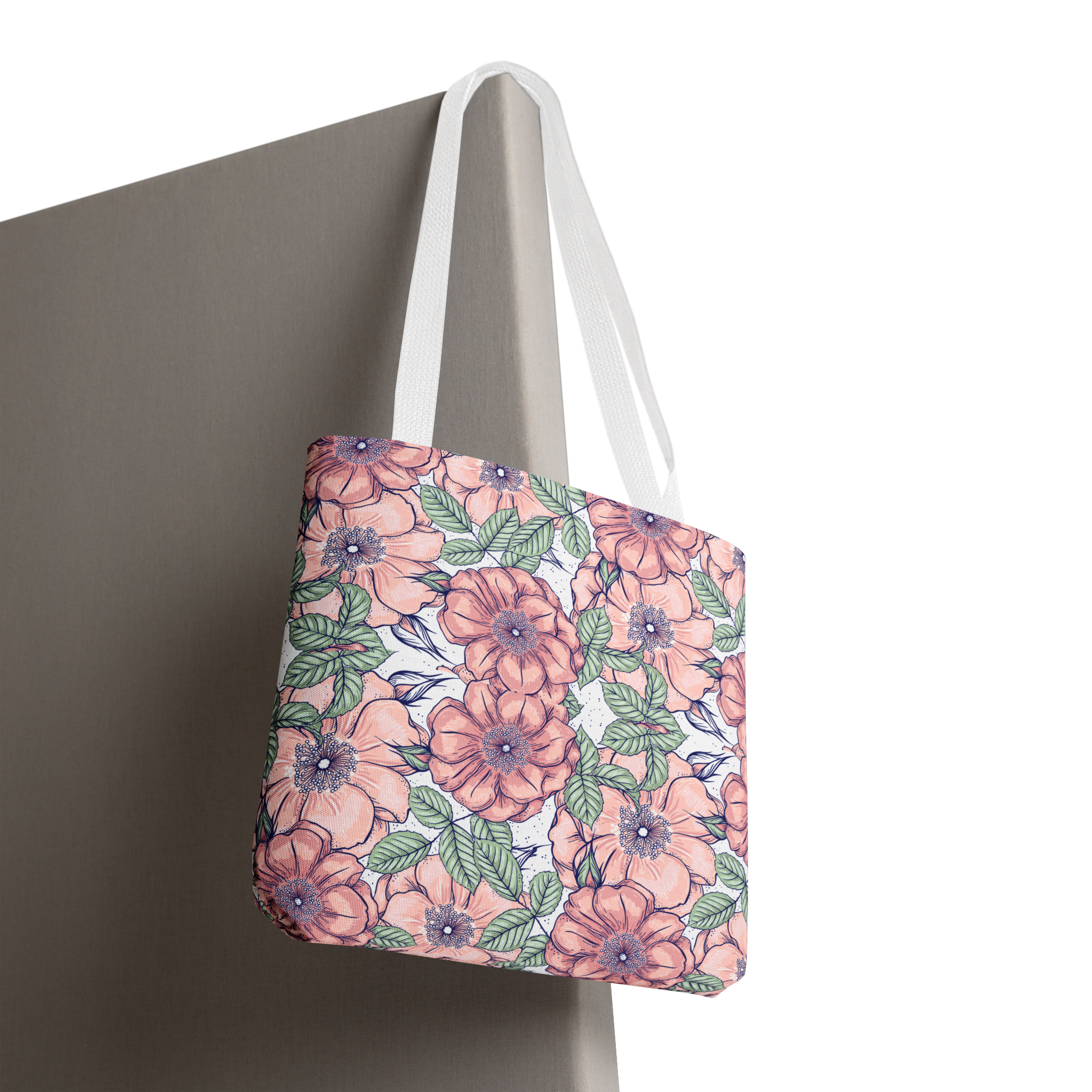 Peach Floral Pattern Tote Bag - view 4