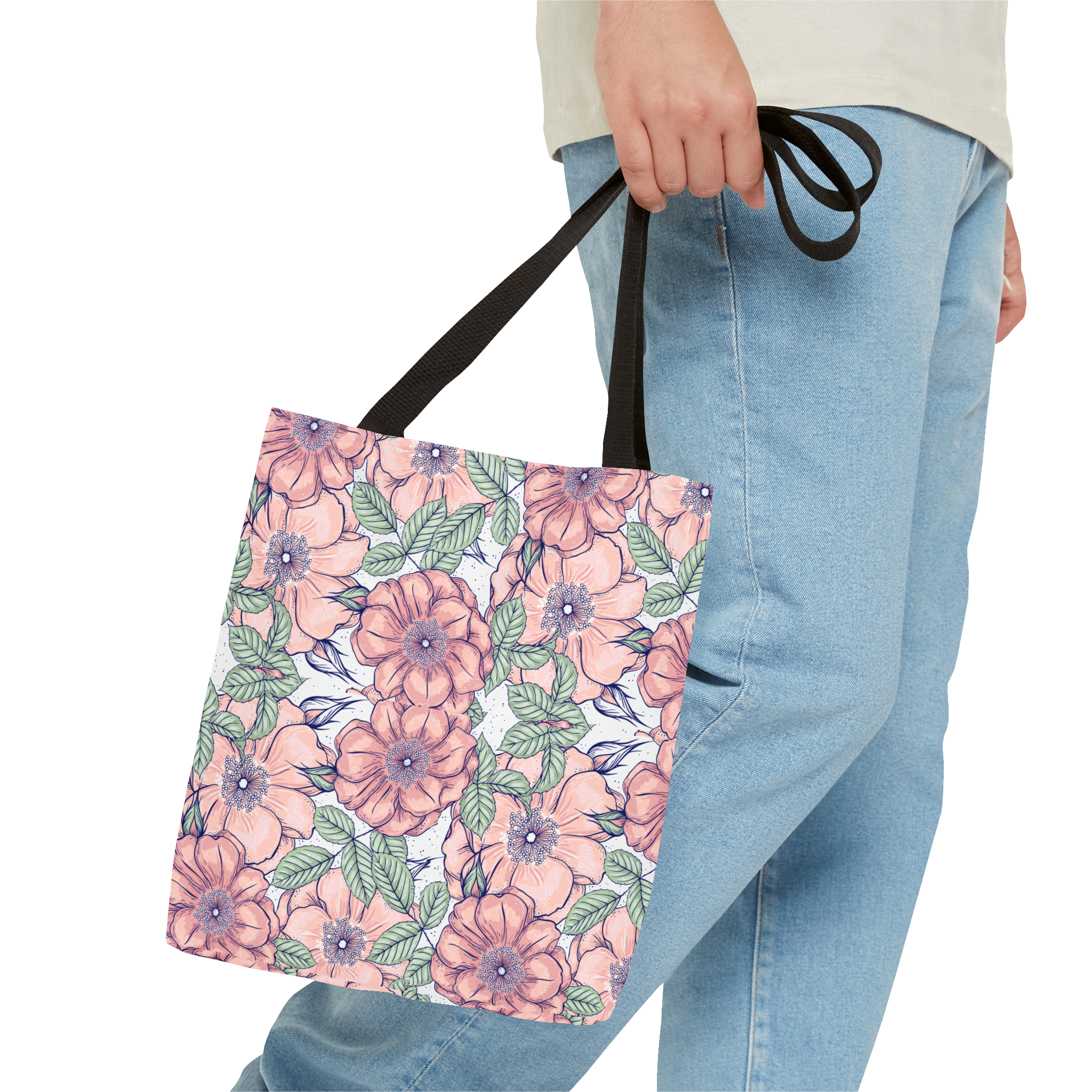 Peach Floral Pattern Tote Bag - view 3