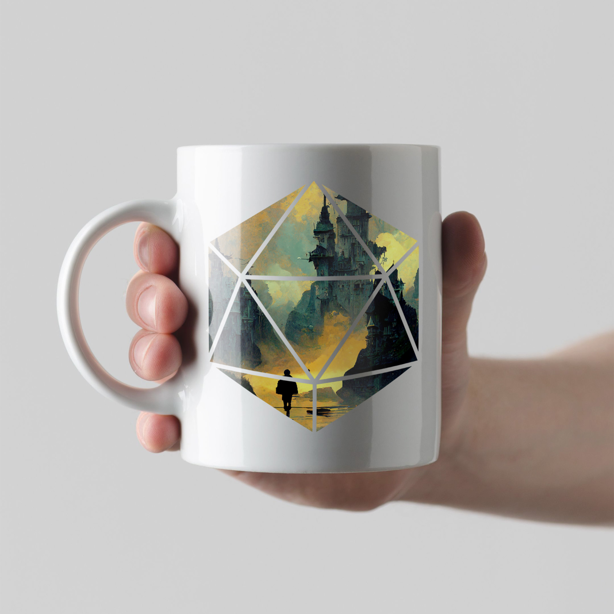 D20 Art - Industrial District Castle | 5e Adventure D20 Mug | DnD Mug | Dungeons Dragon Gift | D&D Mug | Graphic Mug image 3