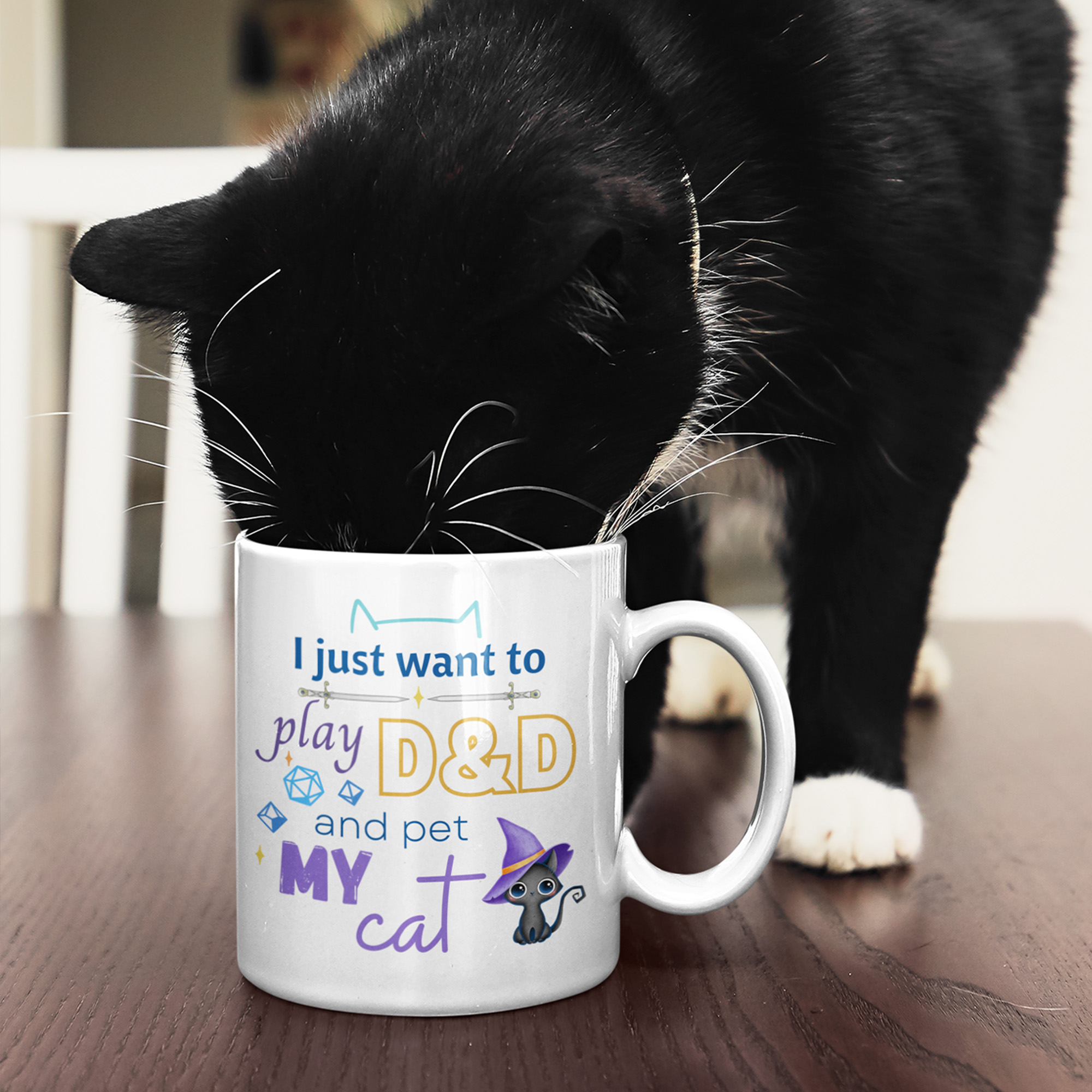 Cat Mom Dungeons and Dragons Mug | Cat Daddy Cup | Nerdy RPG D&D Gifts For Her Him | Dnd Humor | Dungeon Master | Tabletop Accessories
