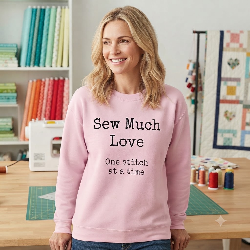 Sew Much Love Sweatshirt — "One Stitch at a Time" Cozy Crewneck for Sewing Lovers