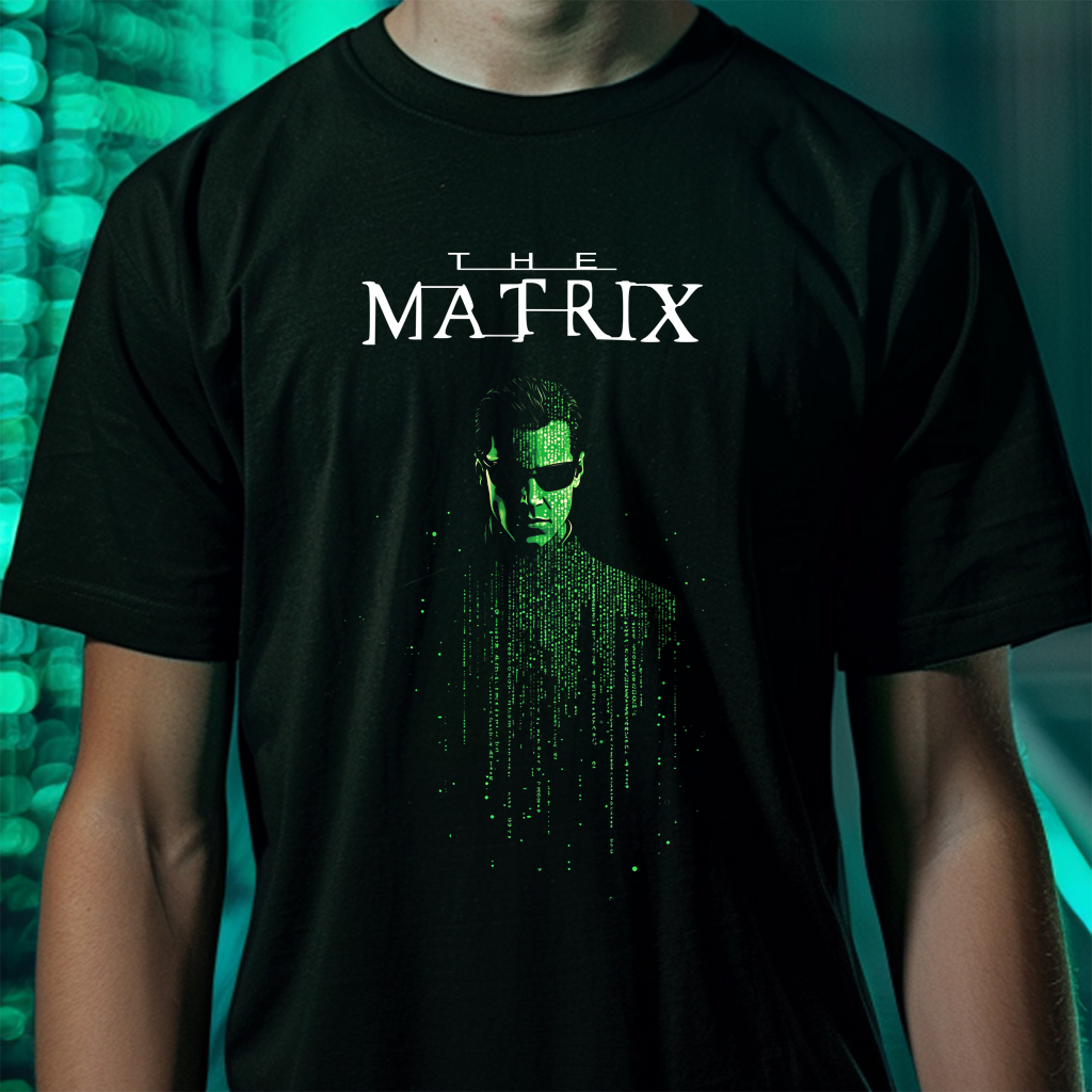 The Matrix Tee | Abstract Drip Portrait T-Shirt - Image 1 | Lily's Pad Studio