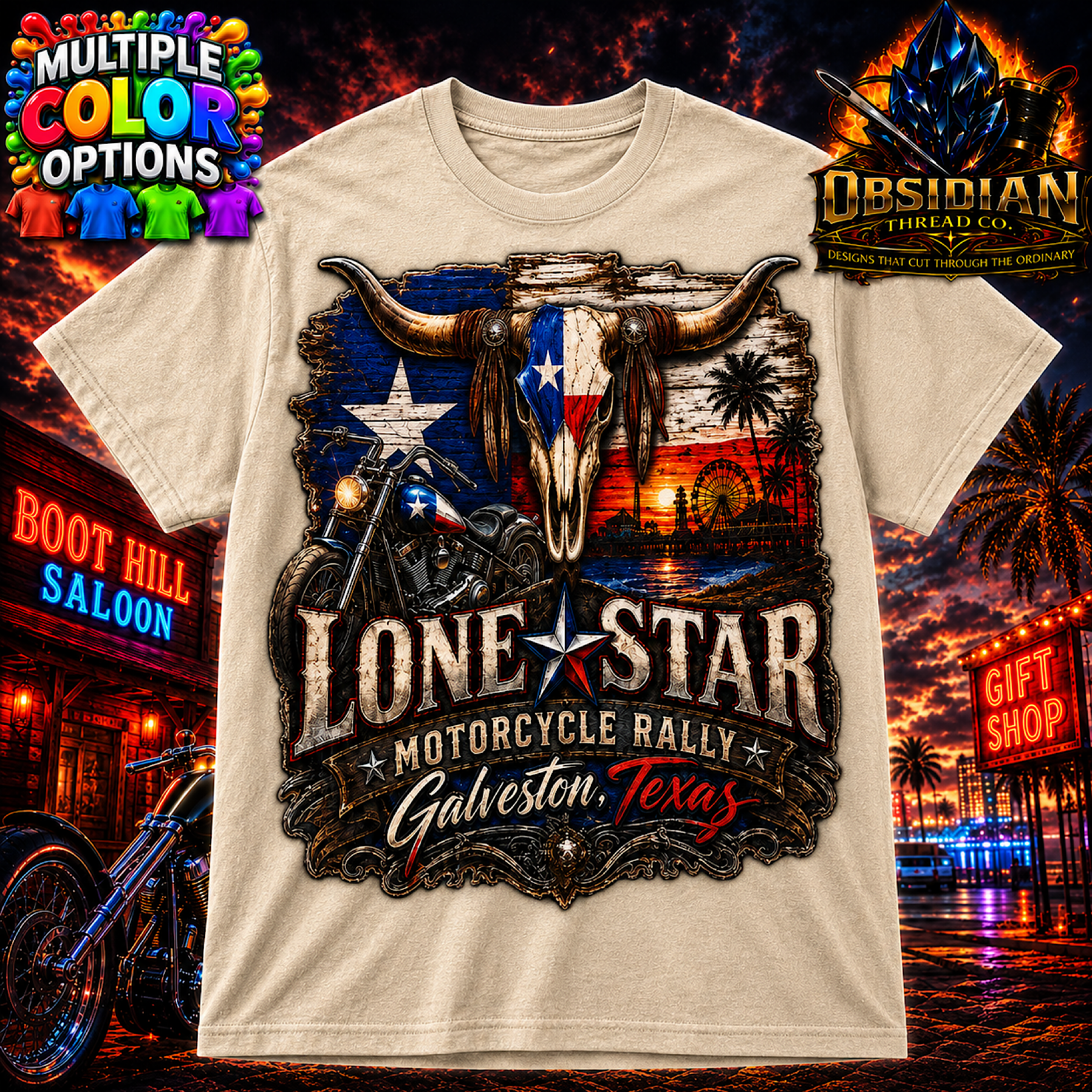 Lone Star Motorcycle Rally Galveston Texas Biker Shirt Bike Week No Harley color preview 3