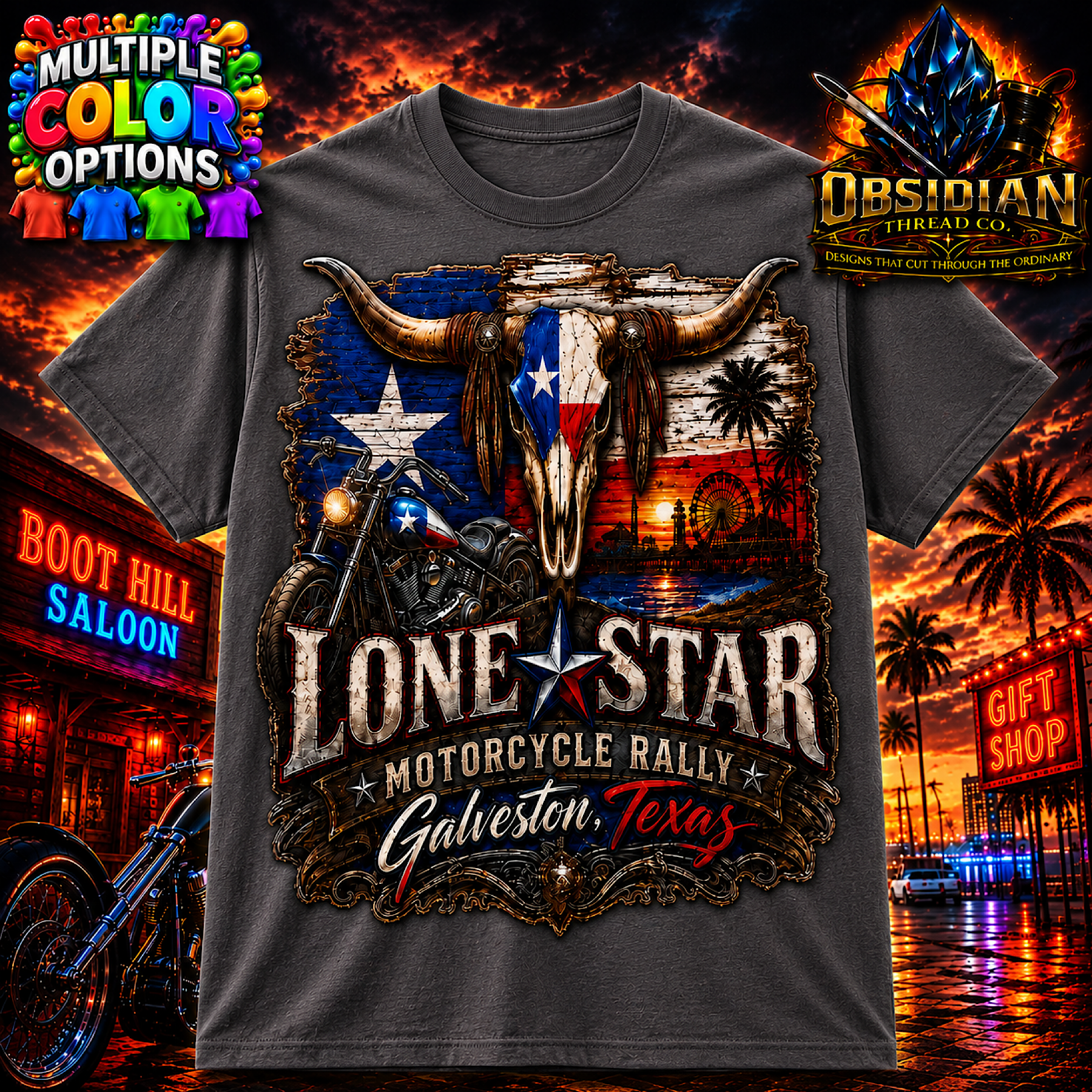 Lone Star Motorcycle Rally Galveston Texas Biker Shirt Bike Week No Harley color preview 2