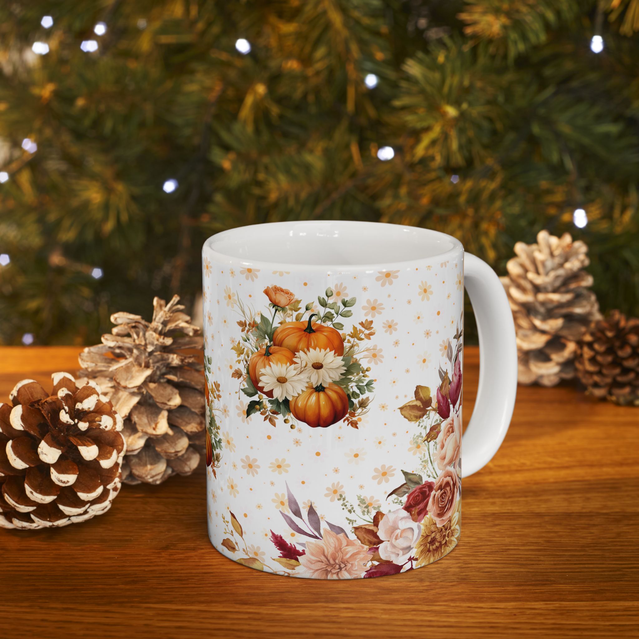 Autumn Pumpkin Floral Mug - view 3