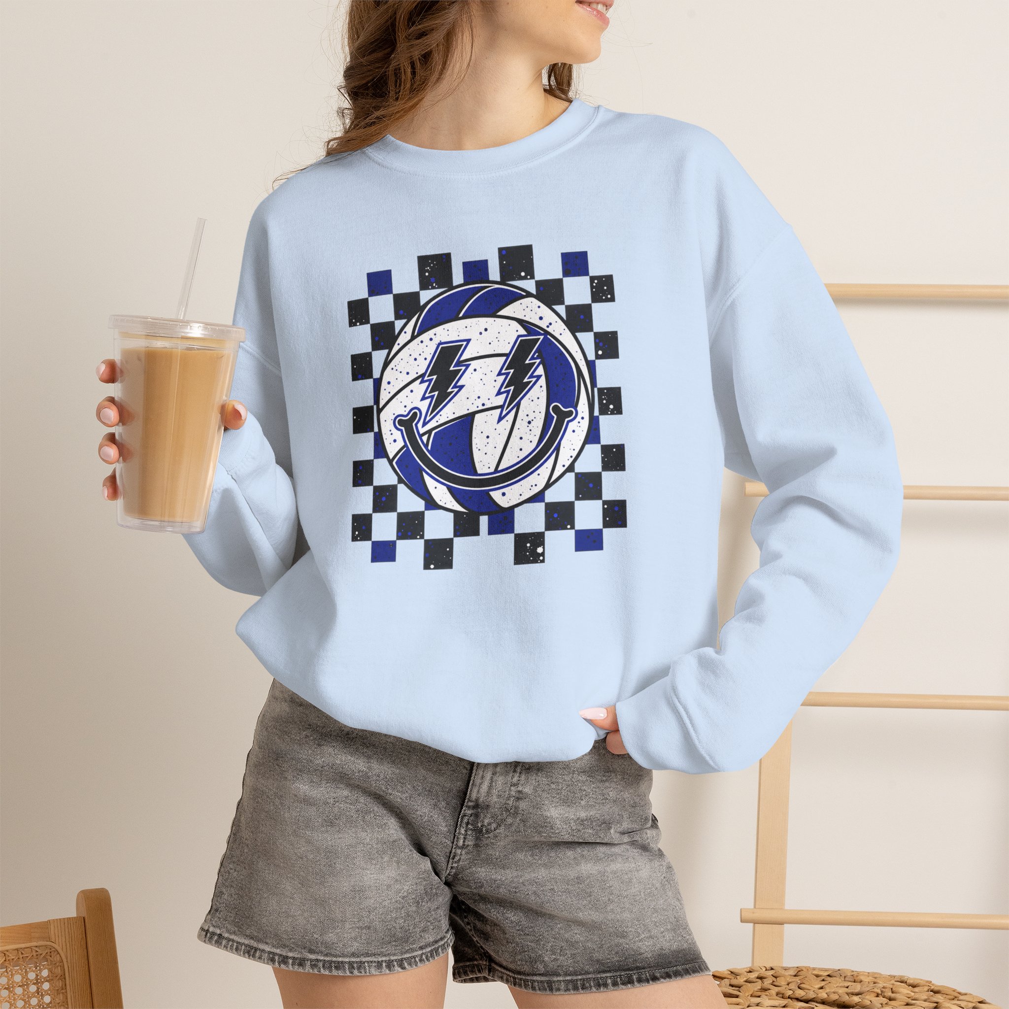 Volleyball Smiley Custom Color Sweatshirt product thumbnail image Volleyball Smiley Custom Color Sweatshirt product thumbnail image
