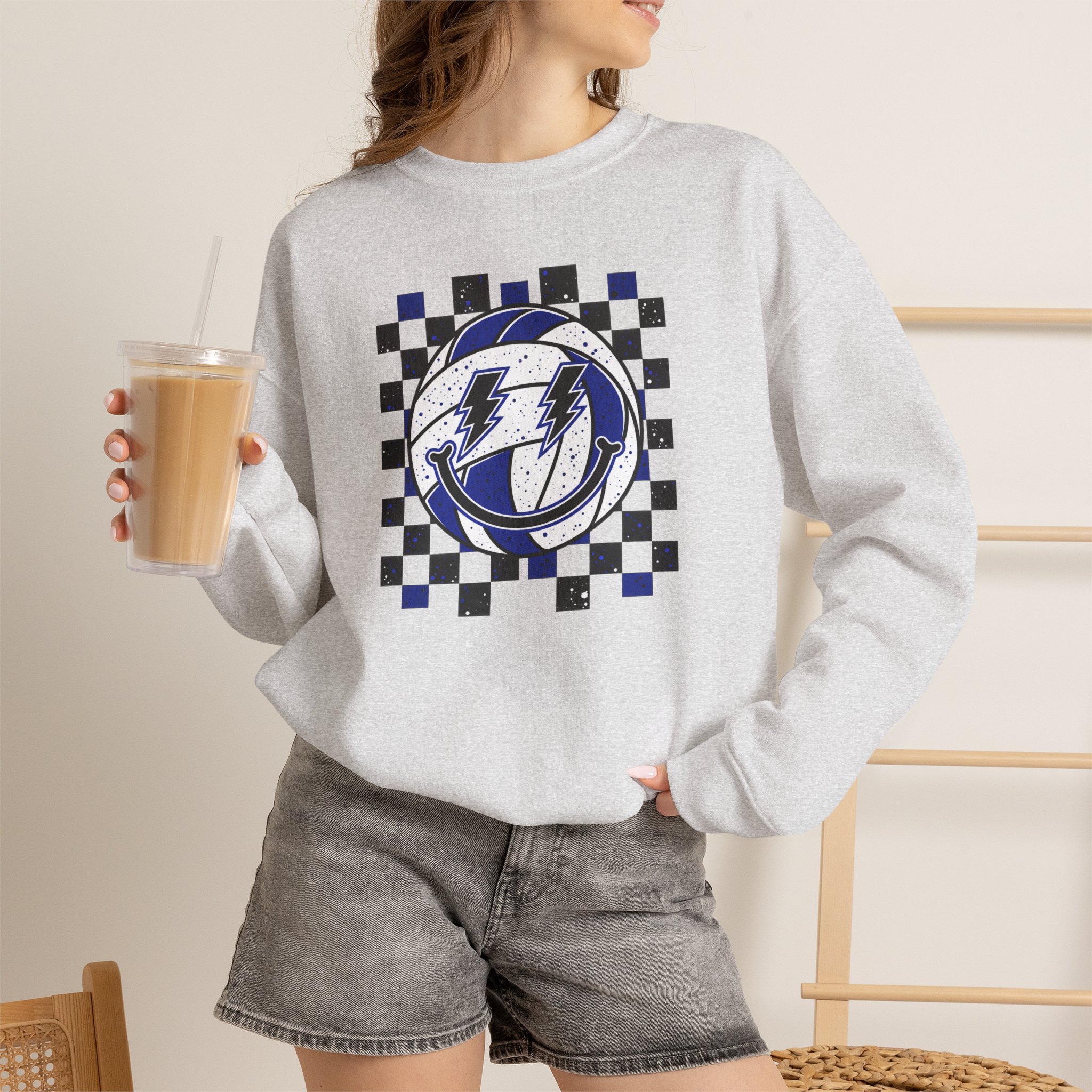Volleyball Smiley Custom Color Sweatshirt product thumbnail image