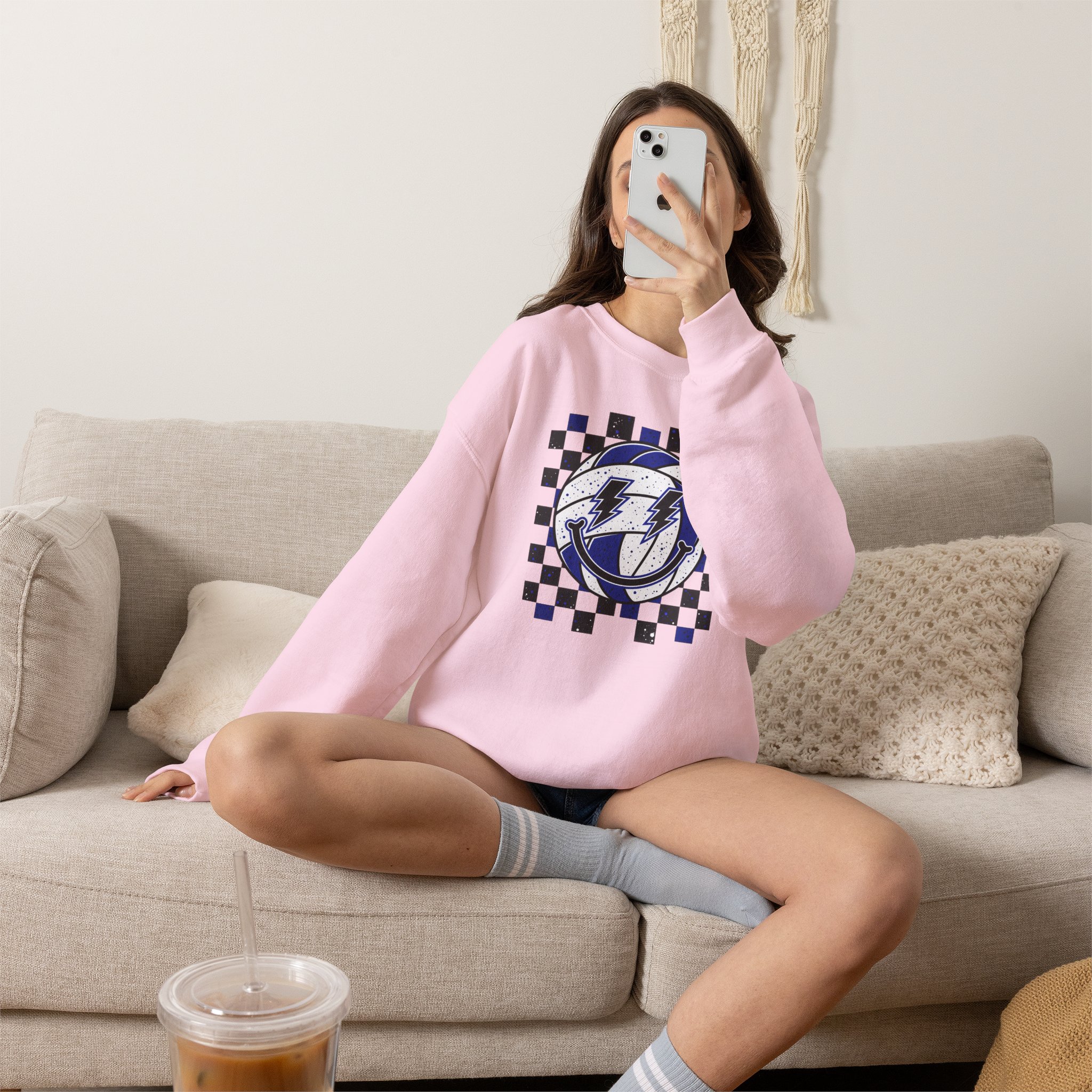 Volleyball Smiley Custom Color Sweatshirt product thumbnail image