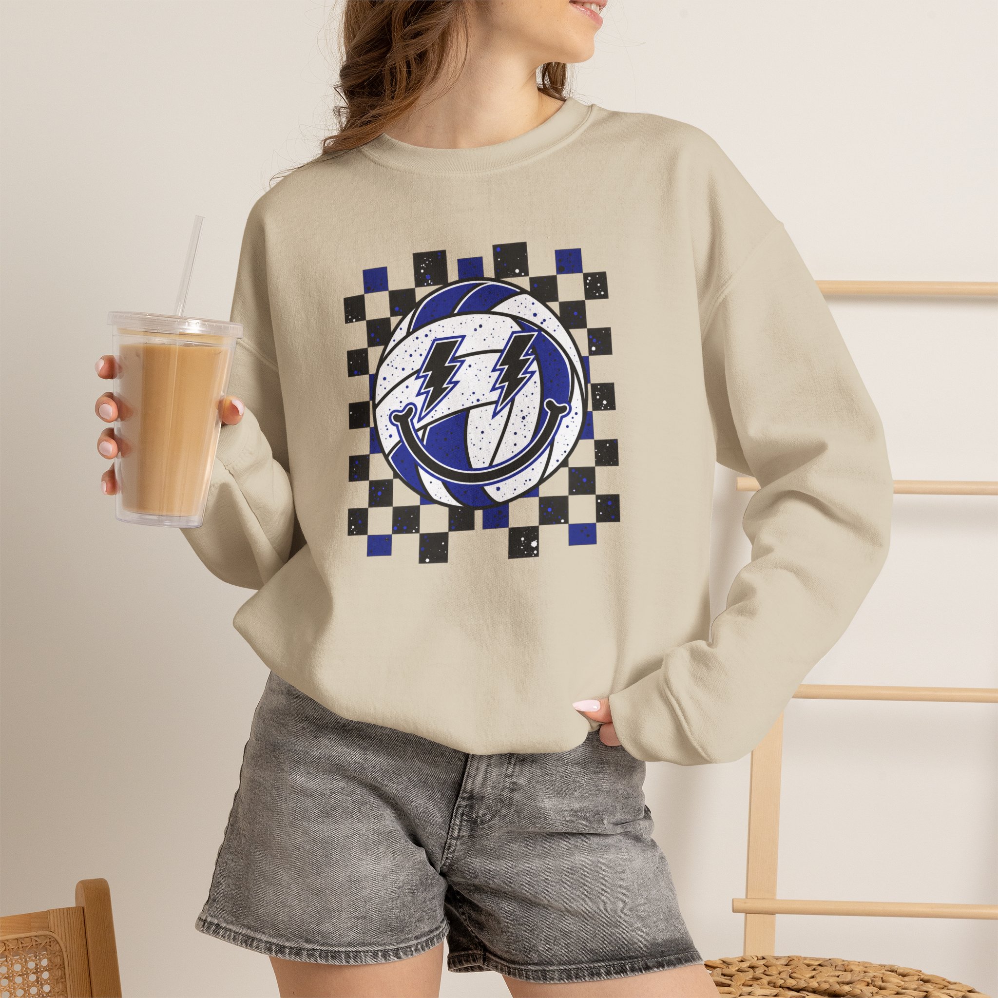 Volleyball Smiley Custom Color Sweatshirt product thumbnail image