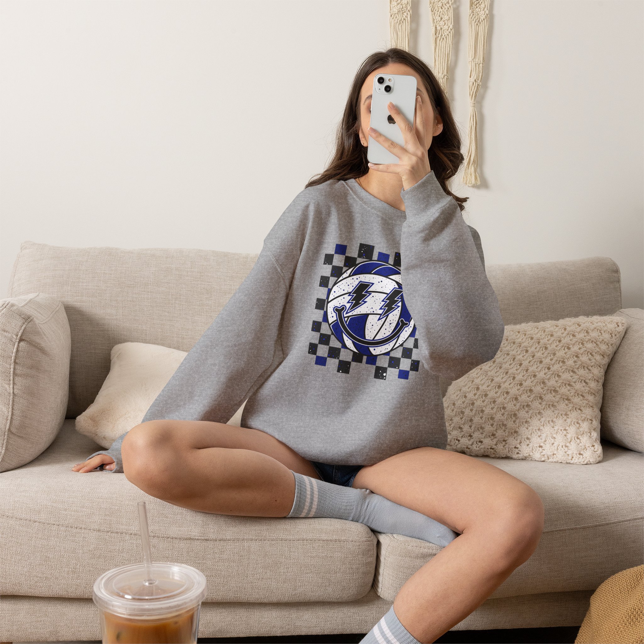 Volleyball Smiley Custom Color Sweatshirt product thumbnail image