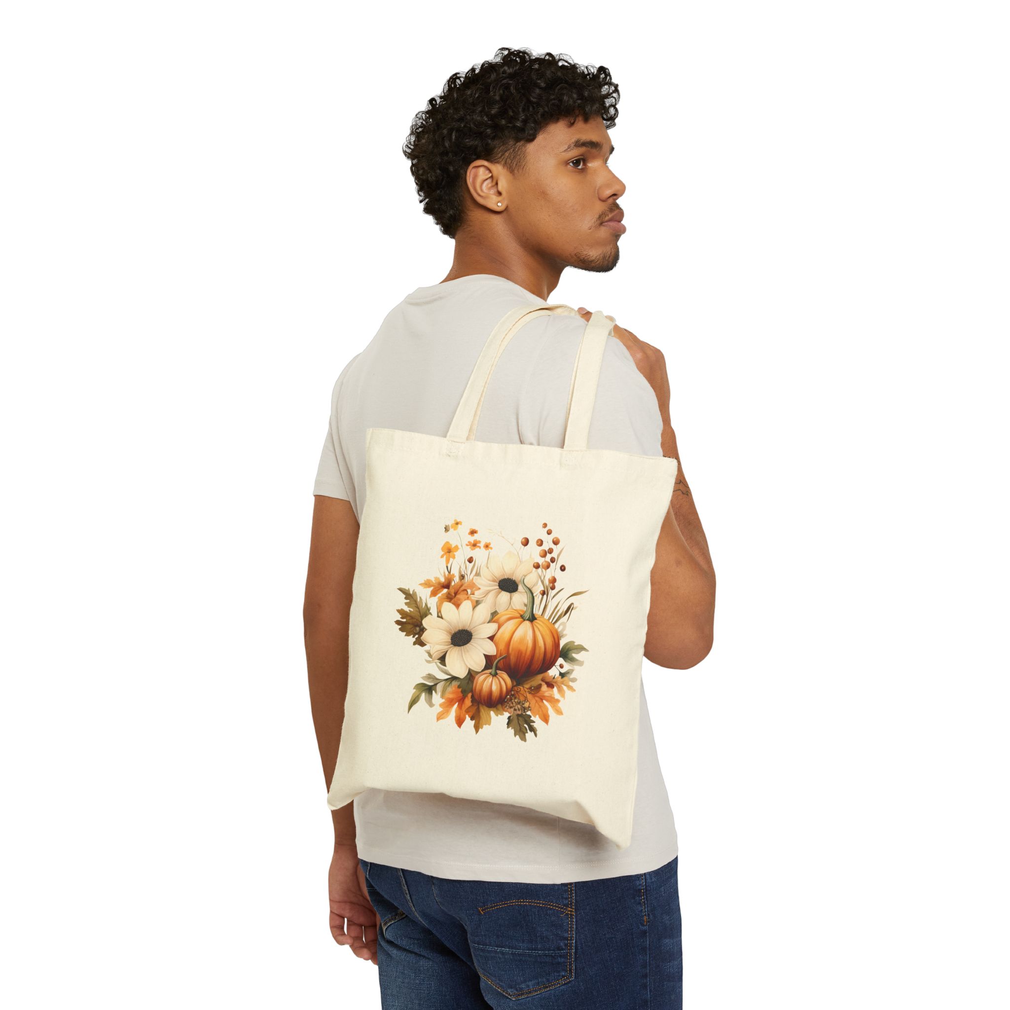Autumn Pumpkin Floral Tote Bag