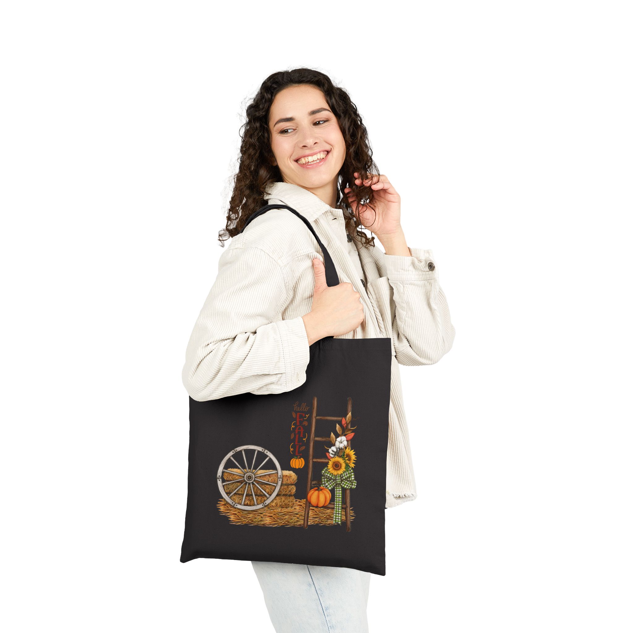 Rustic Fall Ladder and Wheel Tote Bag - view 3