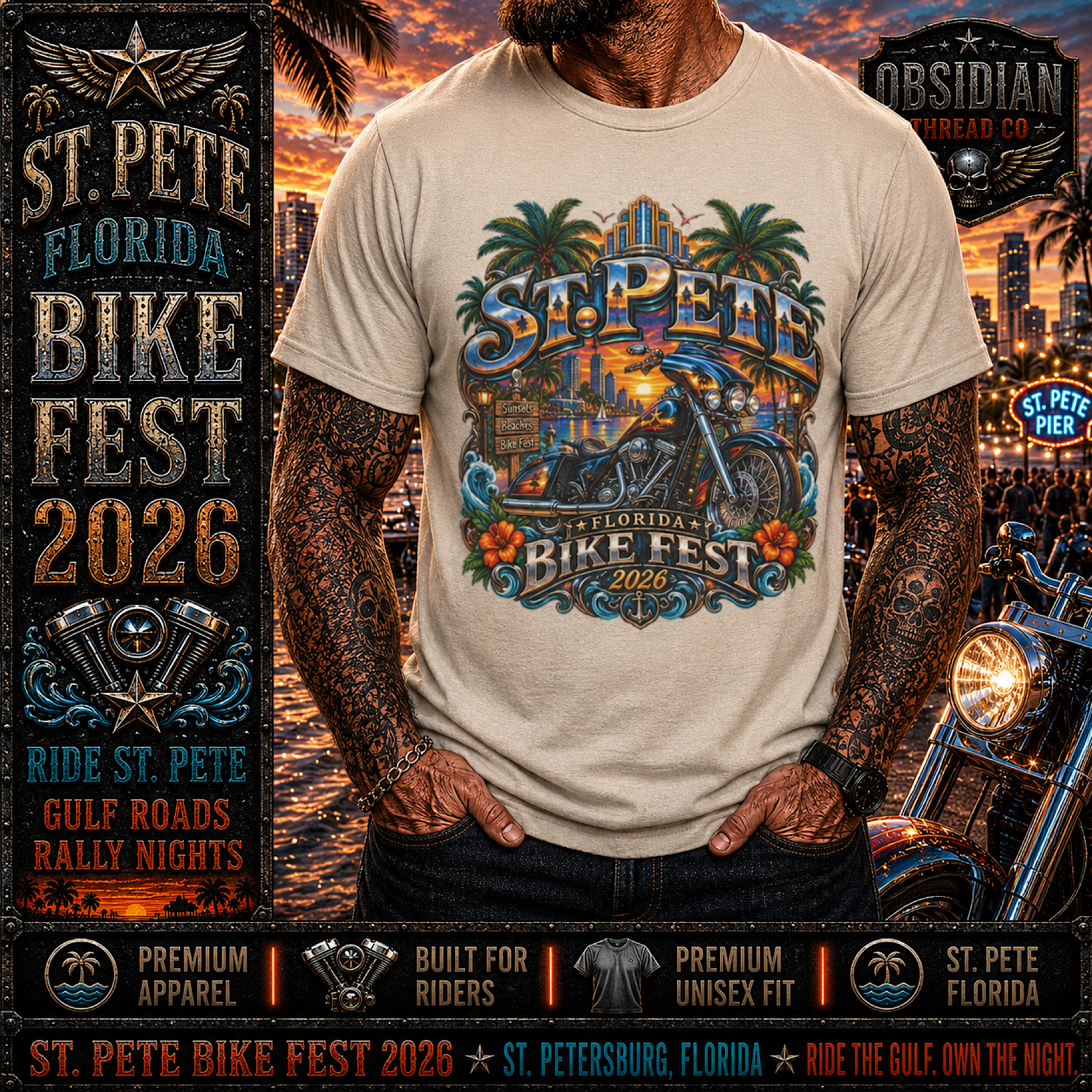 St Pete Bike Fest 2026 Florida Motorcycle Rally Biker Shirt Gulf Coast No Harley color preview 4