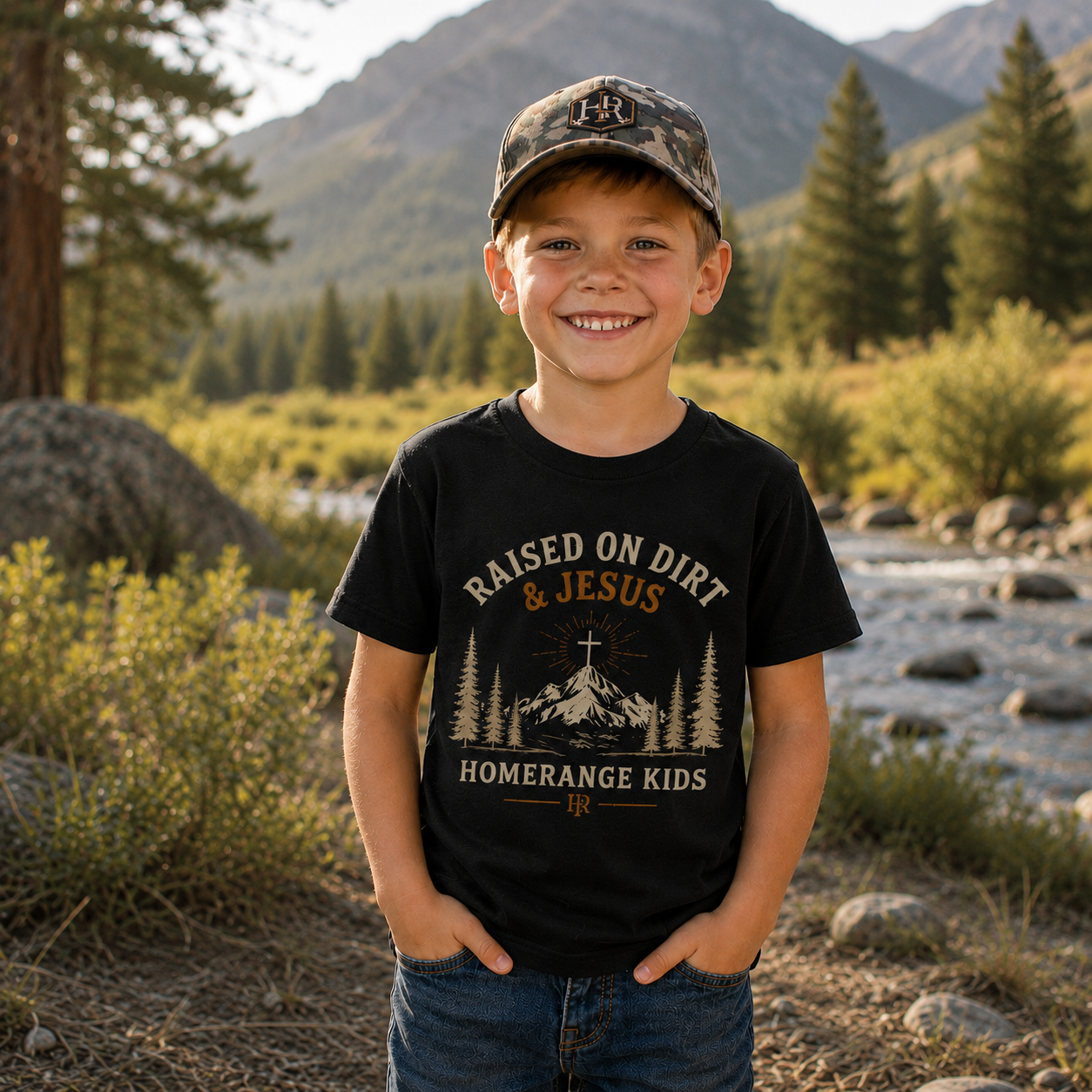 Raised on Dirt & Jesus| HomeRange Kids tee