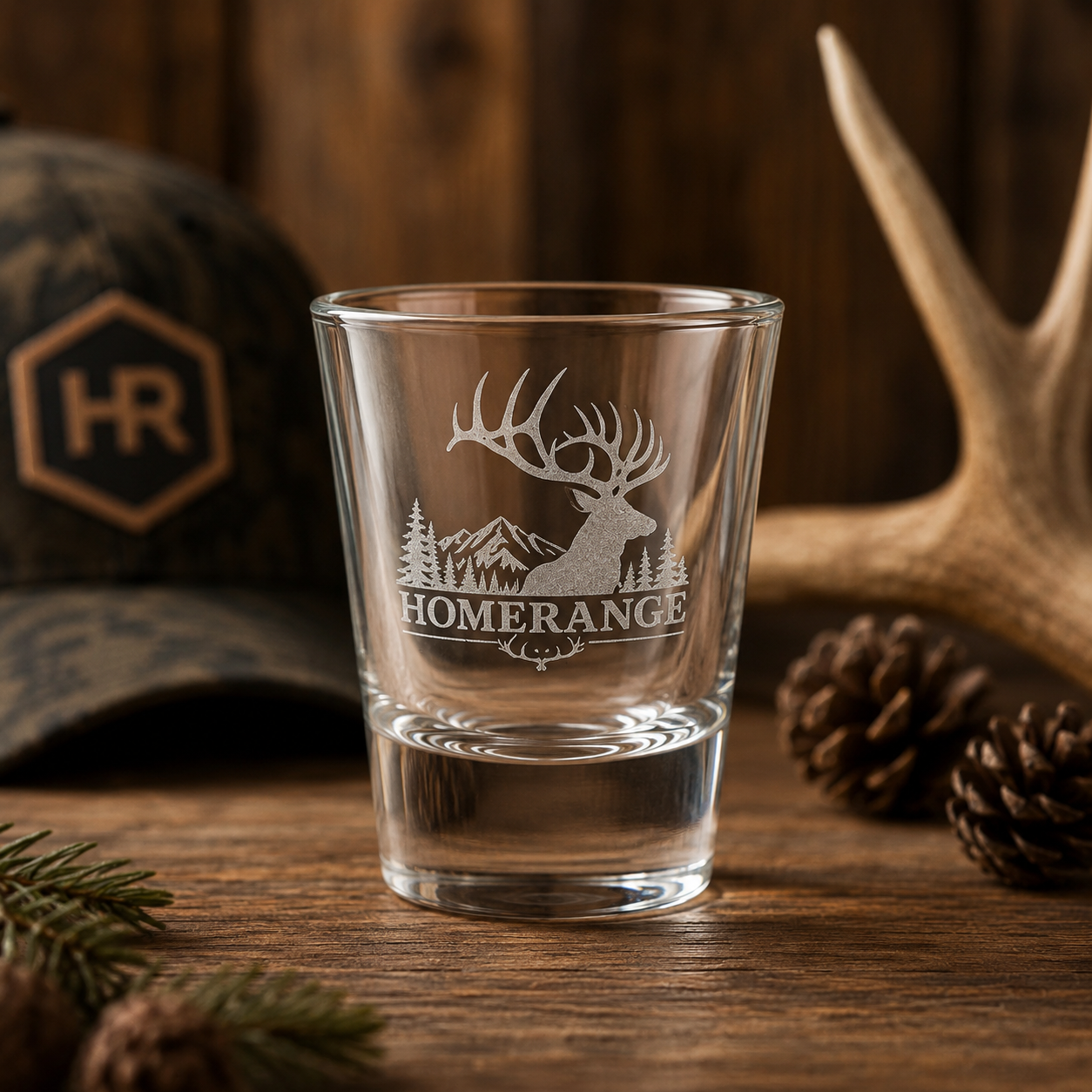 HomeRange Buck & Mountain Shot Glass| Engraved 1.5oz