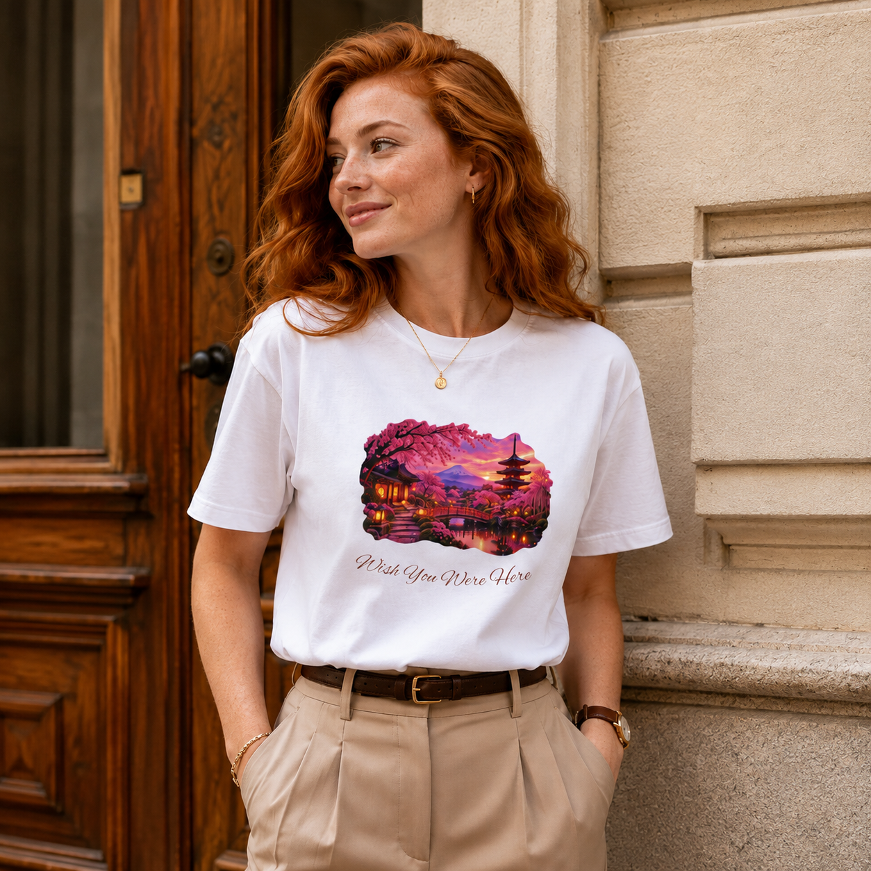 Japanese Cherry Blossom T-Shirt | Sakura Sunset Japan Travel Tee | Japan Lover Gift