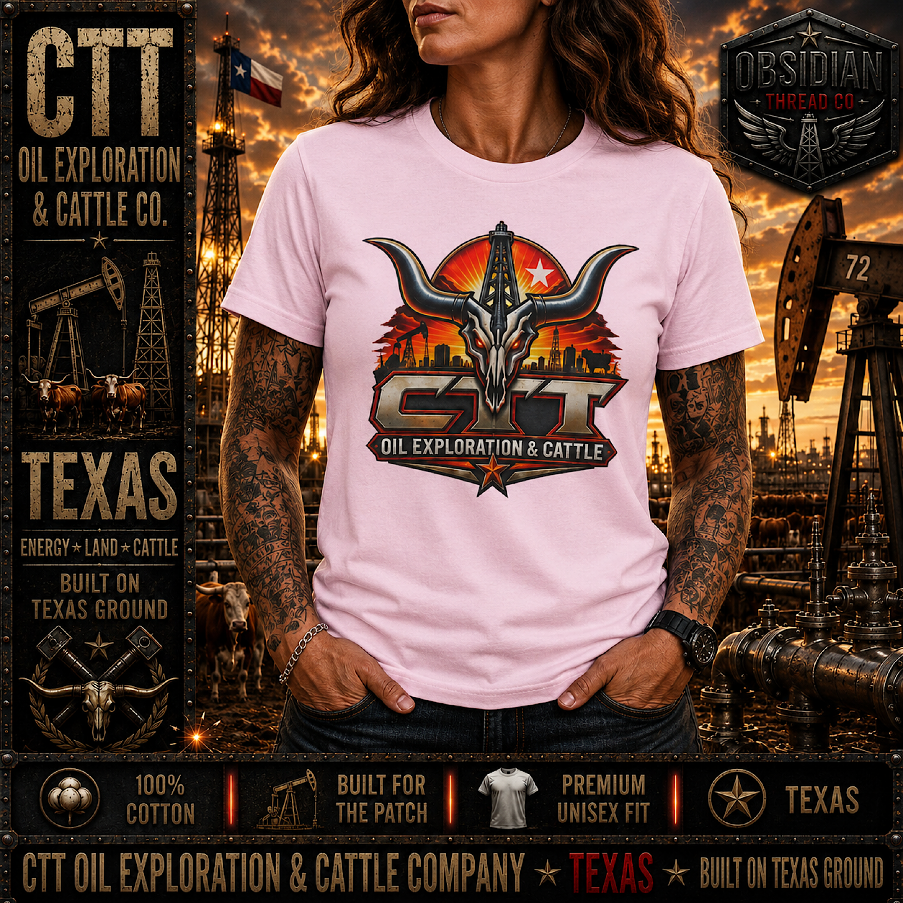 CTT Oil Exploration &amp; Cattle Shirt Texas Landman M-Tex Oil Company Western Tee color preview 3