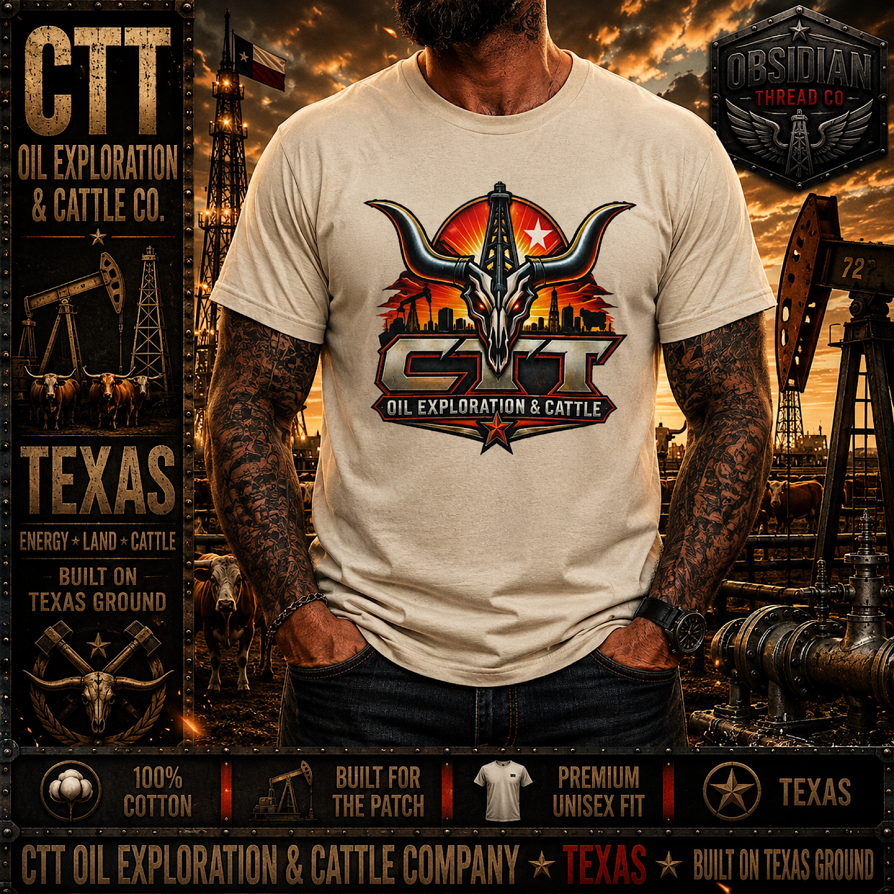 CTT Oil Exploration &amp; Cattle Shirt Texas Landman M-Tex Oil Company Western Tee color preview 4