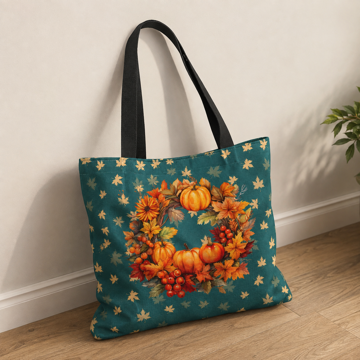 Autumn Pumpkin Wreath Tote Bag
